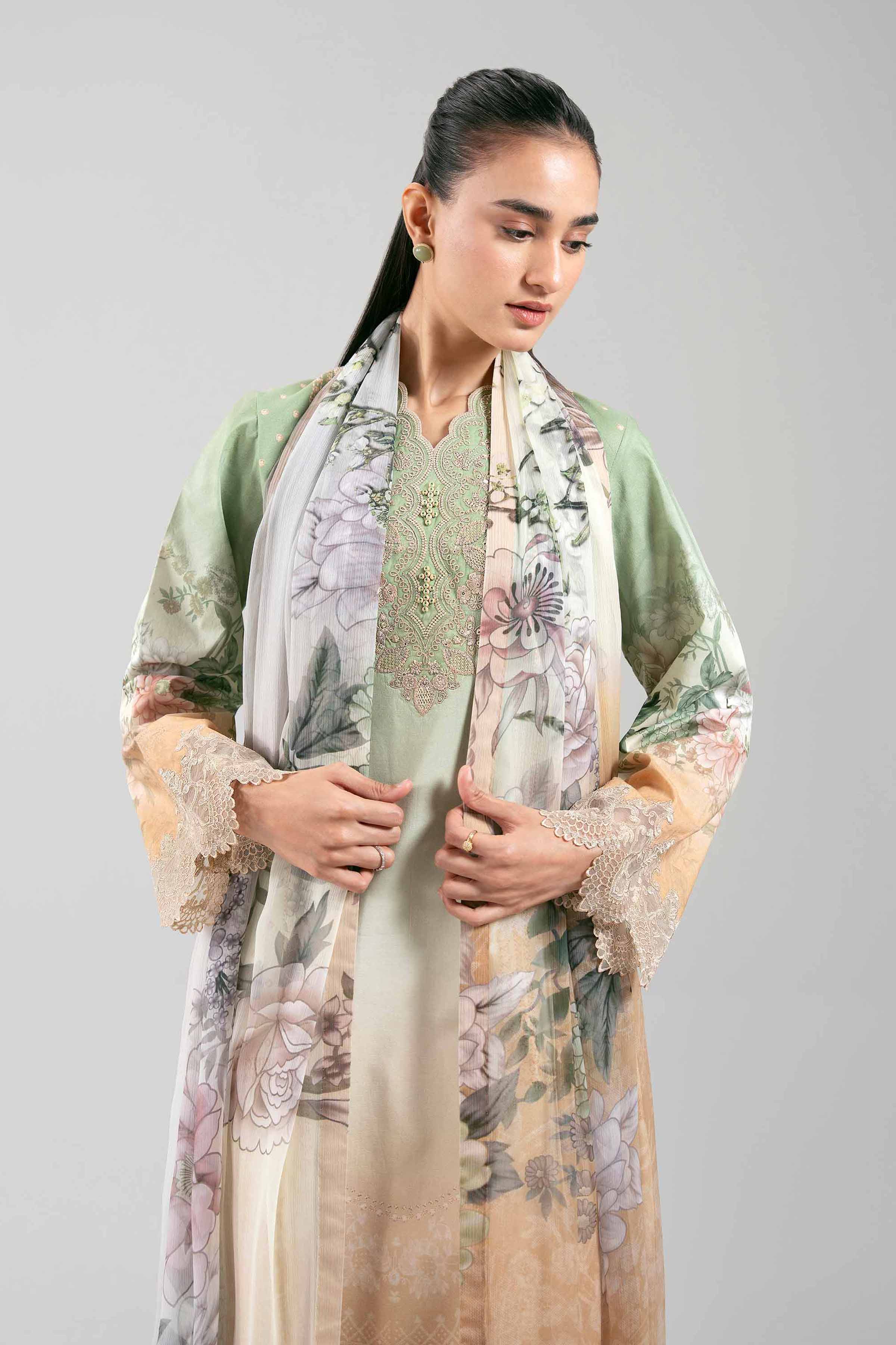 3 Piece - Digital Printed Embroidered Suit - 42601214