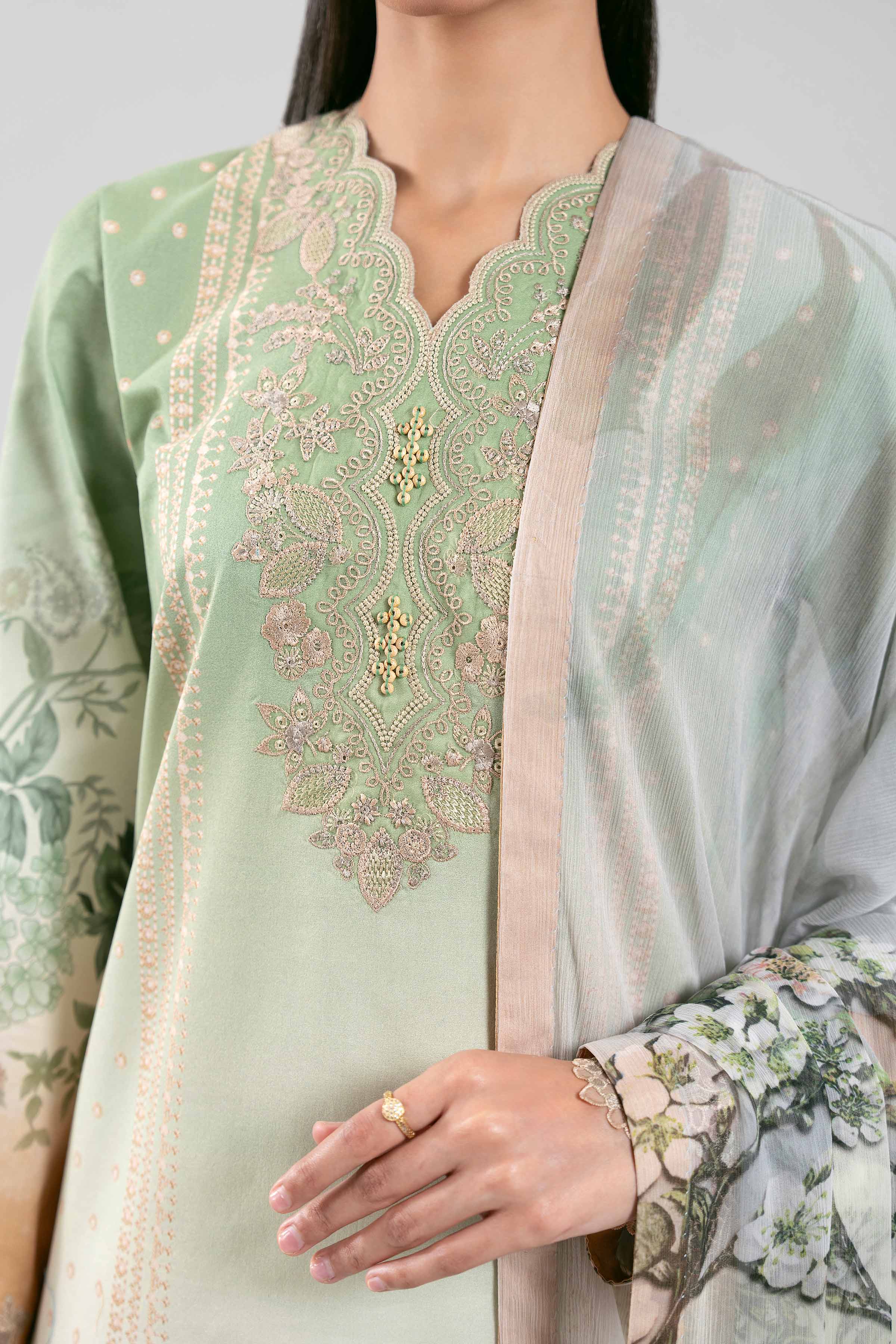 3 Piece - Digital Printed Embroidered Suit - 42601214