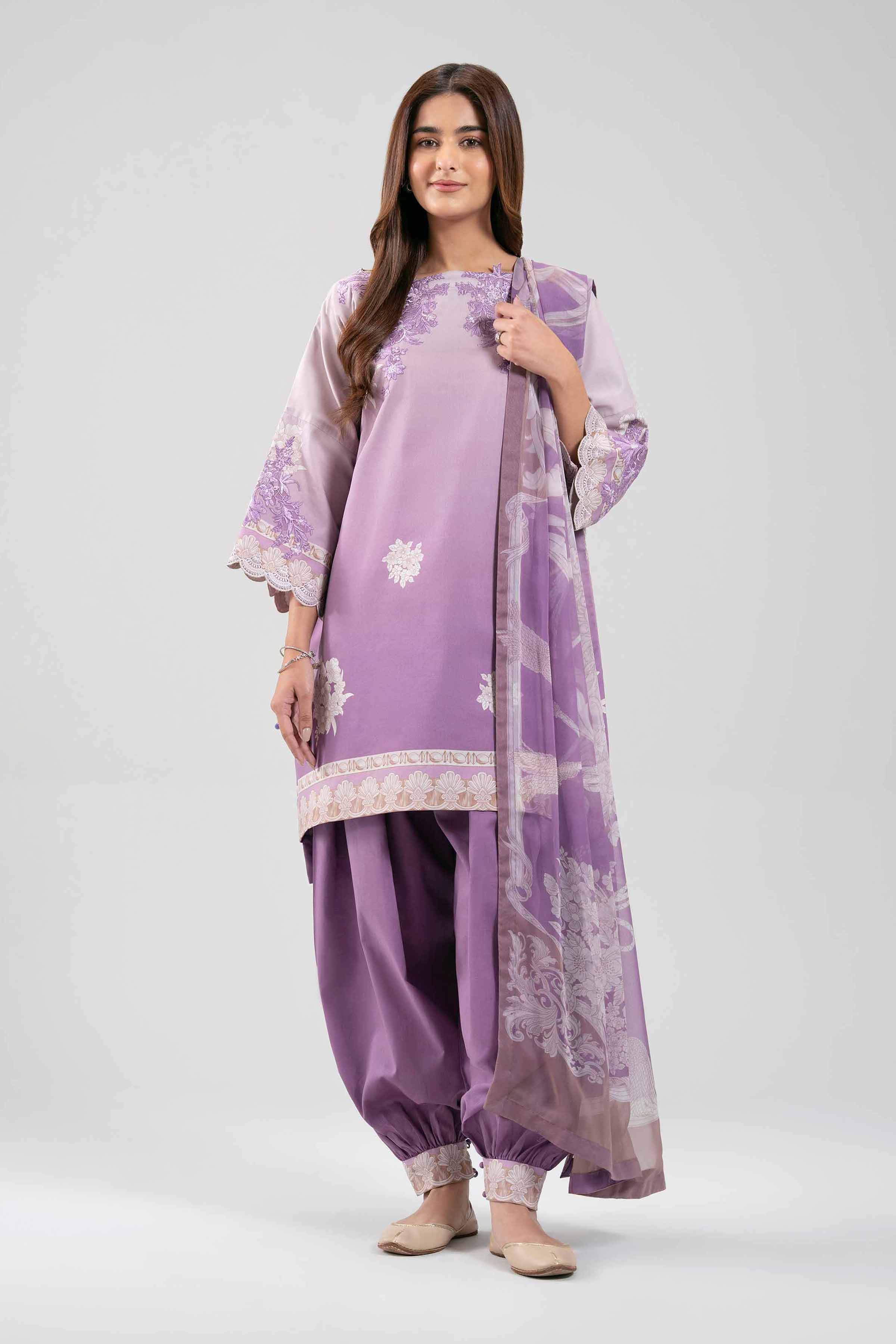 3 Piece - Digital Printed Embroidered Suit - 42601216