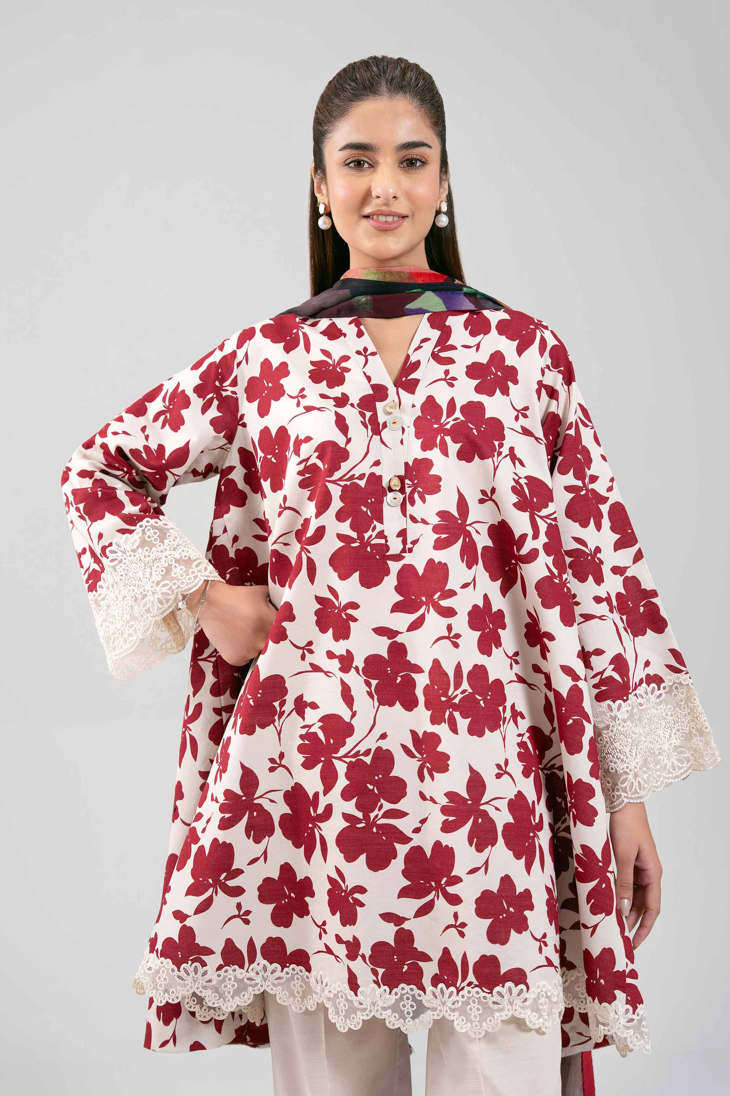 3 Piece - Digital Printed Embroidered Suit - 42601219