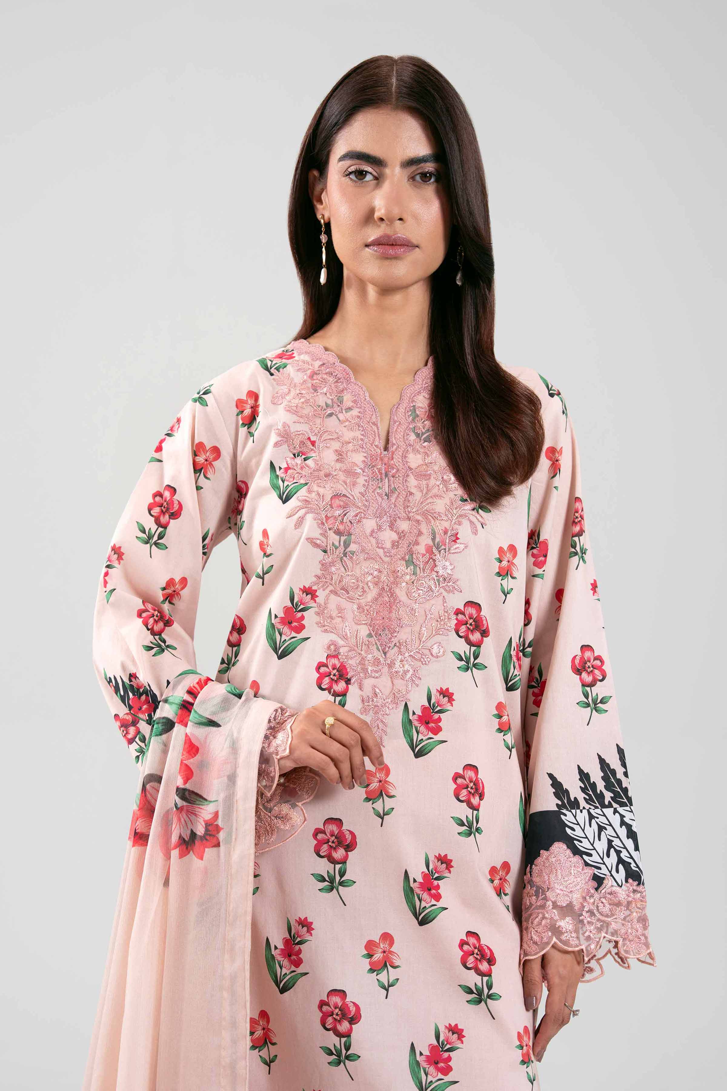 3 Piece - Digital Printed Embroidered Suit - 42601220