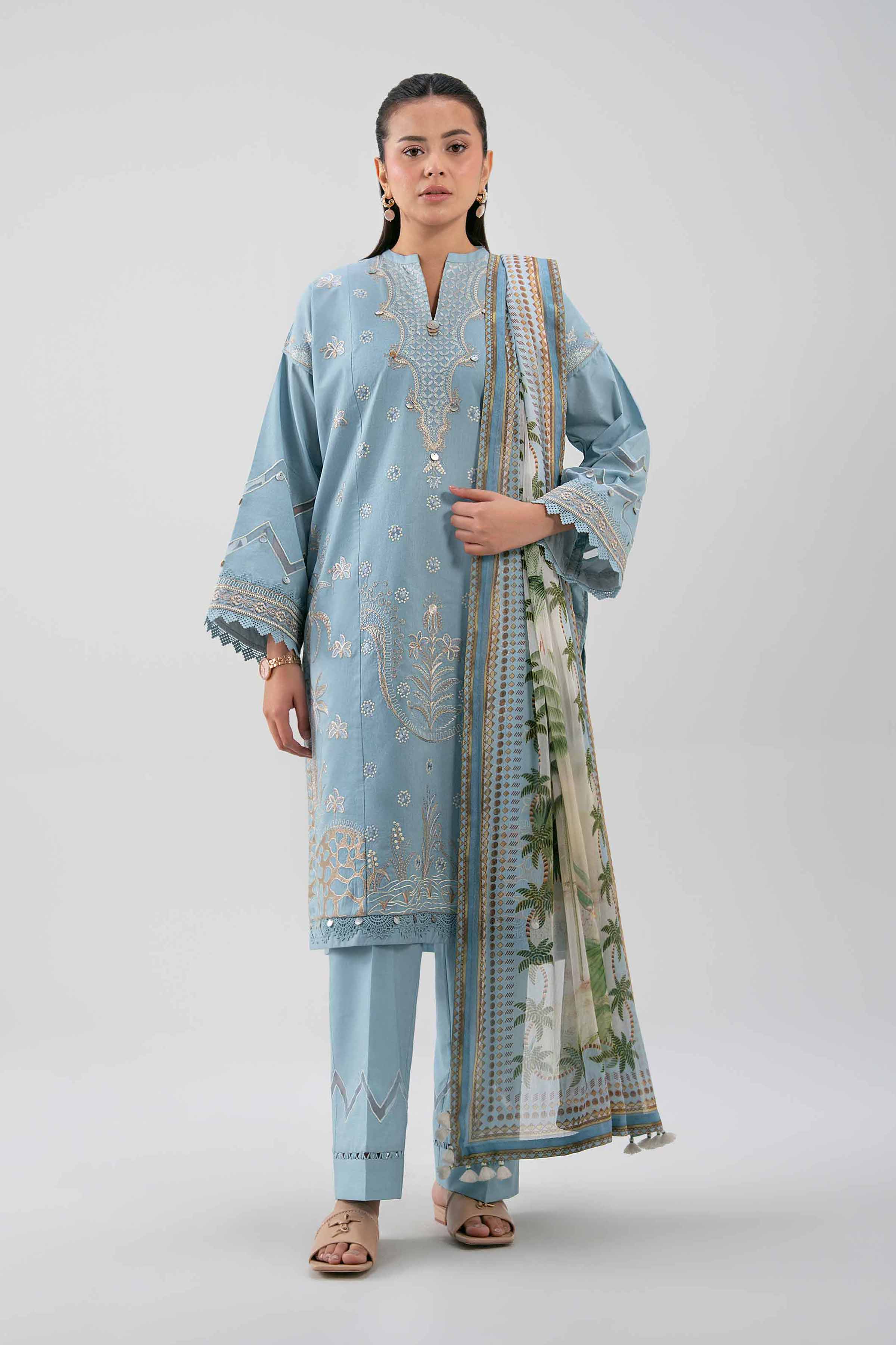 3 Piece - Digital Printed Embroidered Suit - 42601223 for Women - Unstitched Collection | Nishat | Shop Online