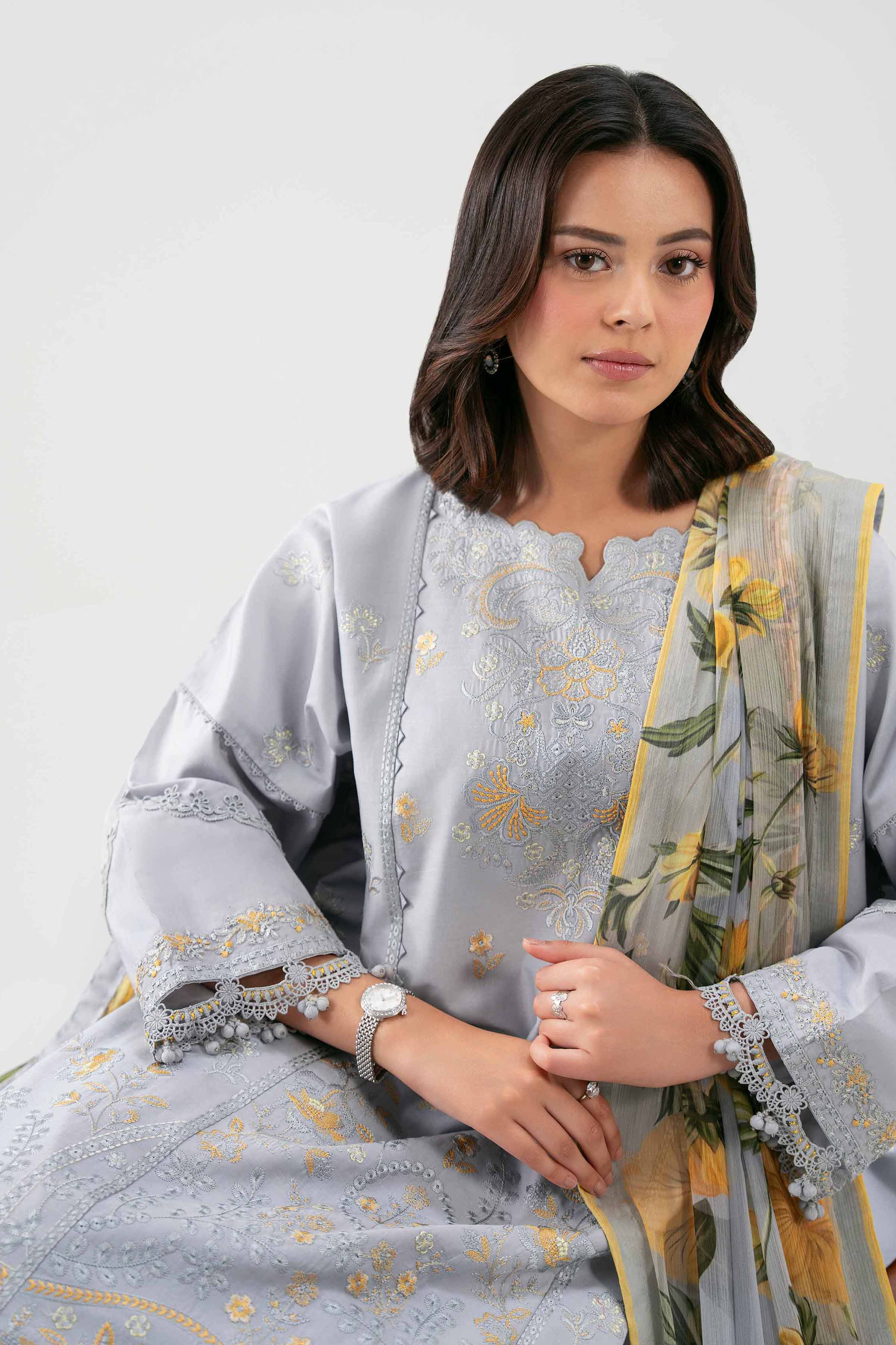 3 Piece - Digital Printed Embroidered Suit - 42601228