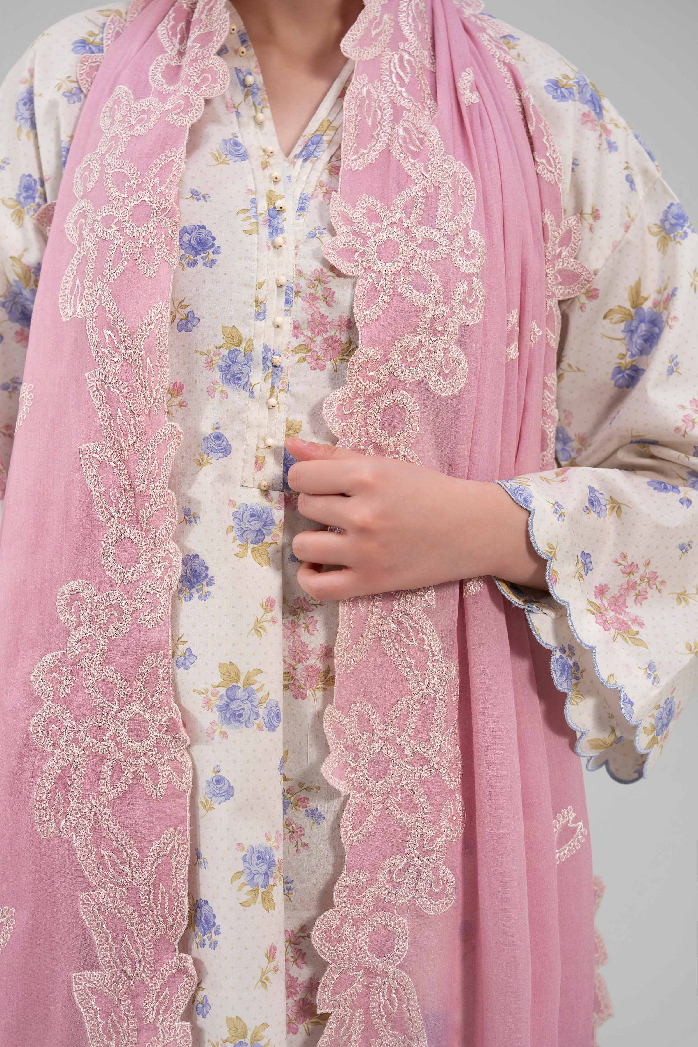 3 Piece - Printed Embroidered Suit - 42601261