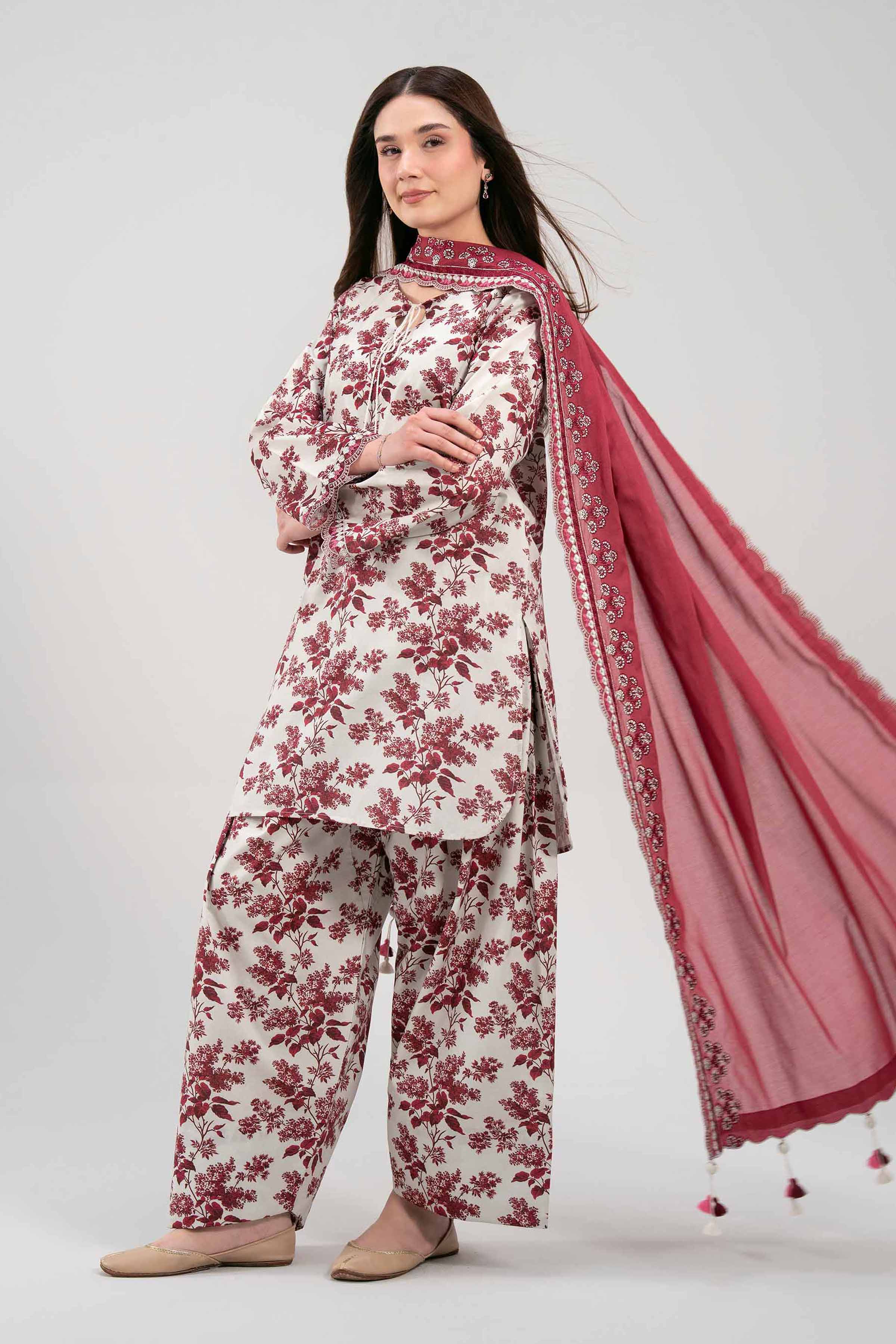3 Piece - Printed Embroidered Suit - 42601263