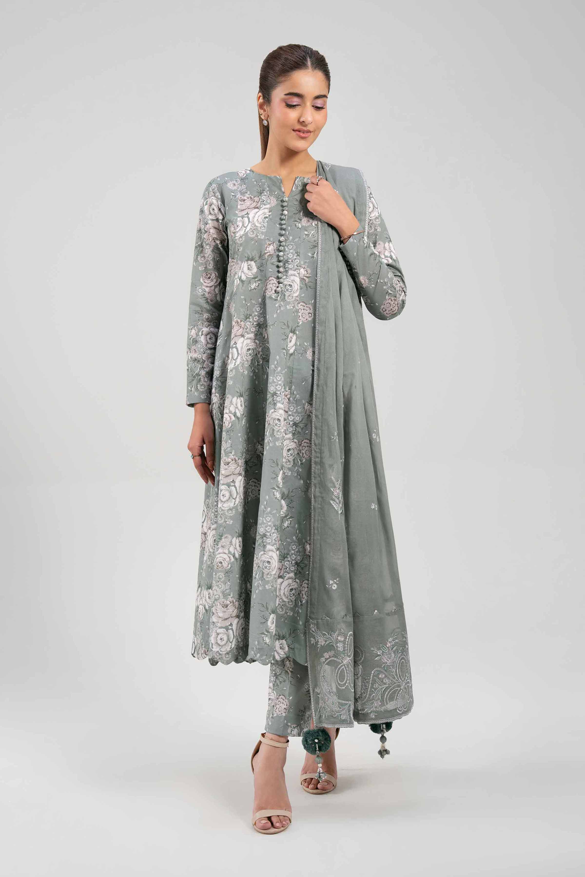 3 Piece - Printed Embroidered Suit - 42601266