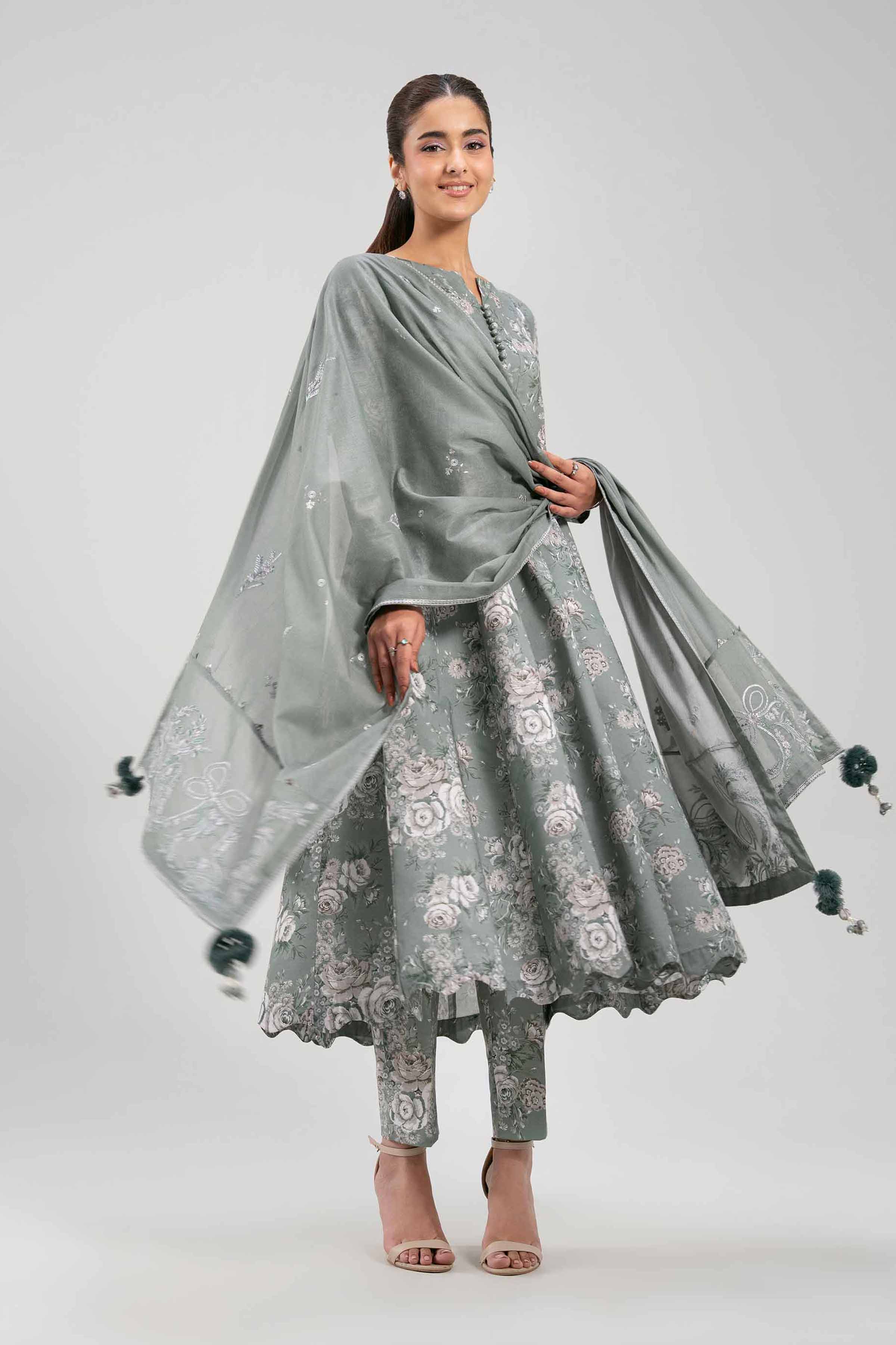 3 Piece - Printed Embroidered Suit - 42601266