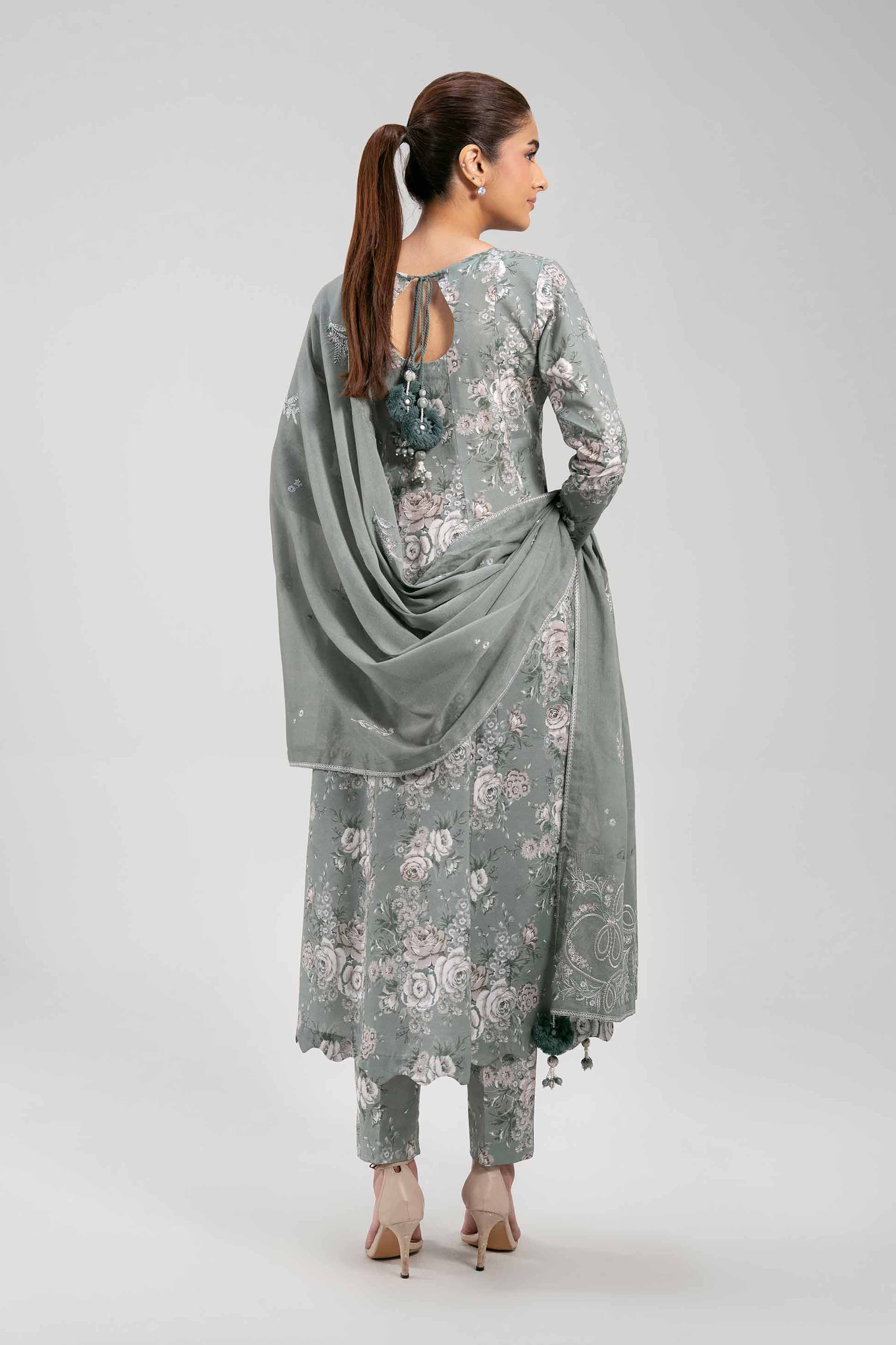 3 Piece - Printed Embroidered Suit - 42601266