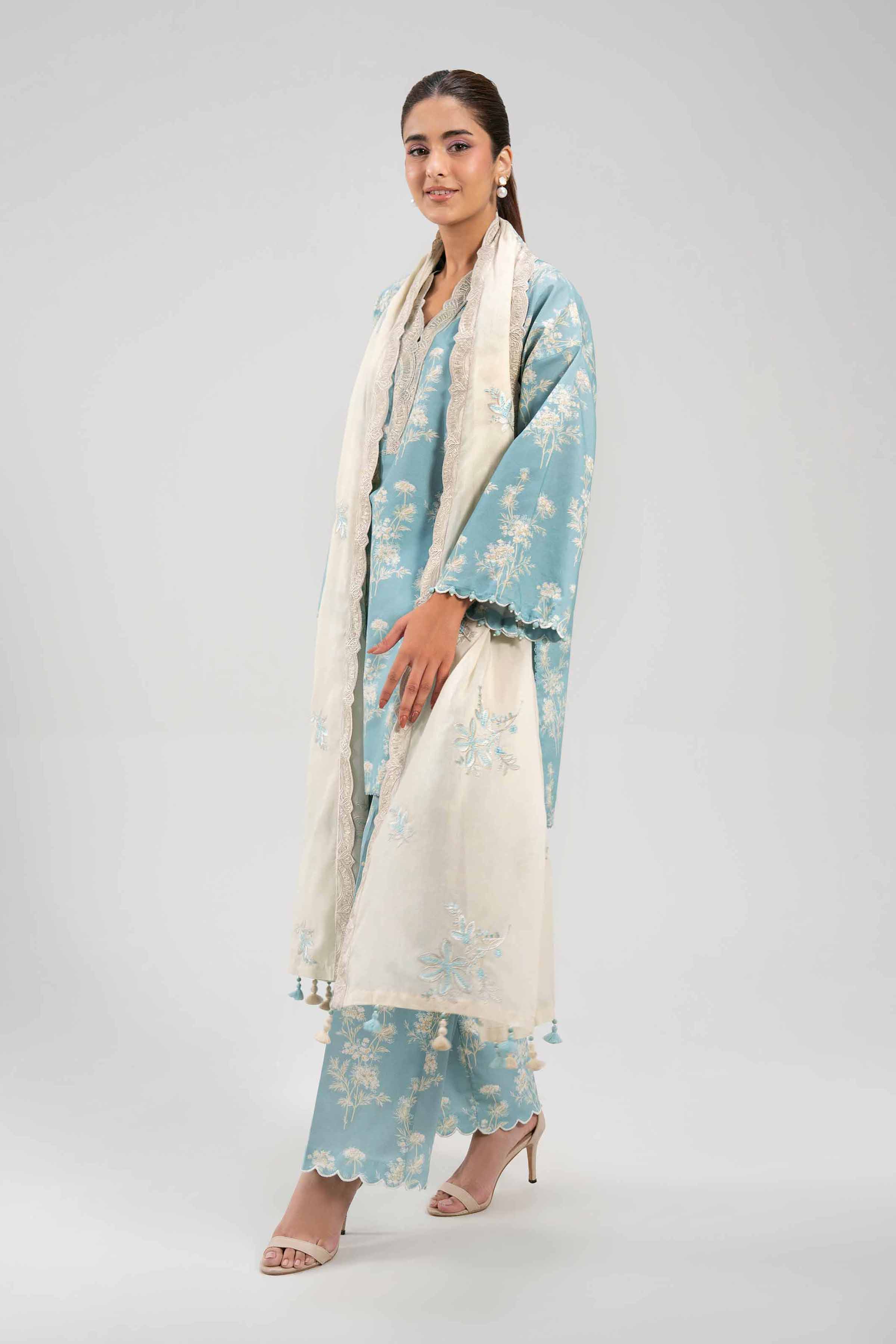 3 Piece - Printed Embroidered Suit - 42601269