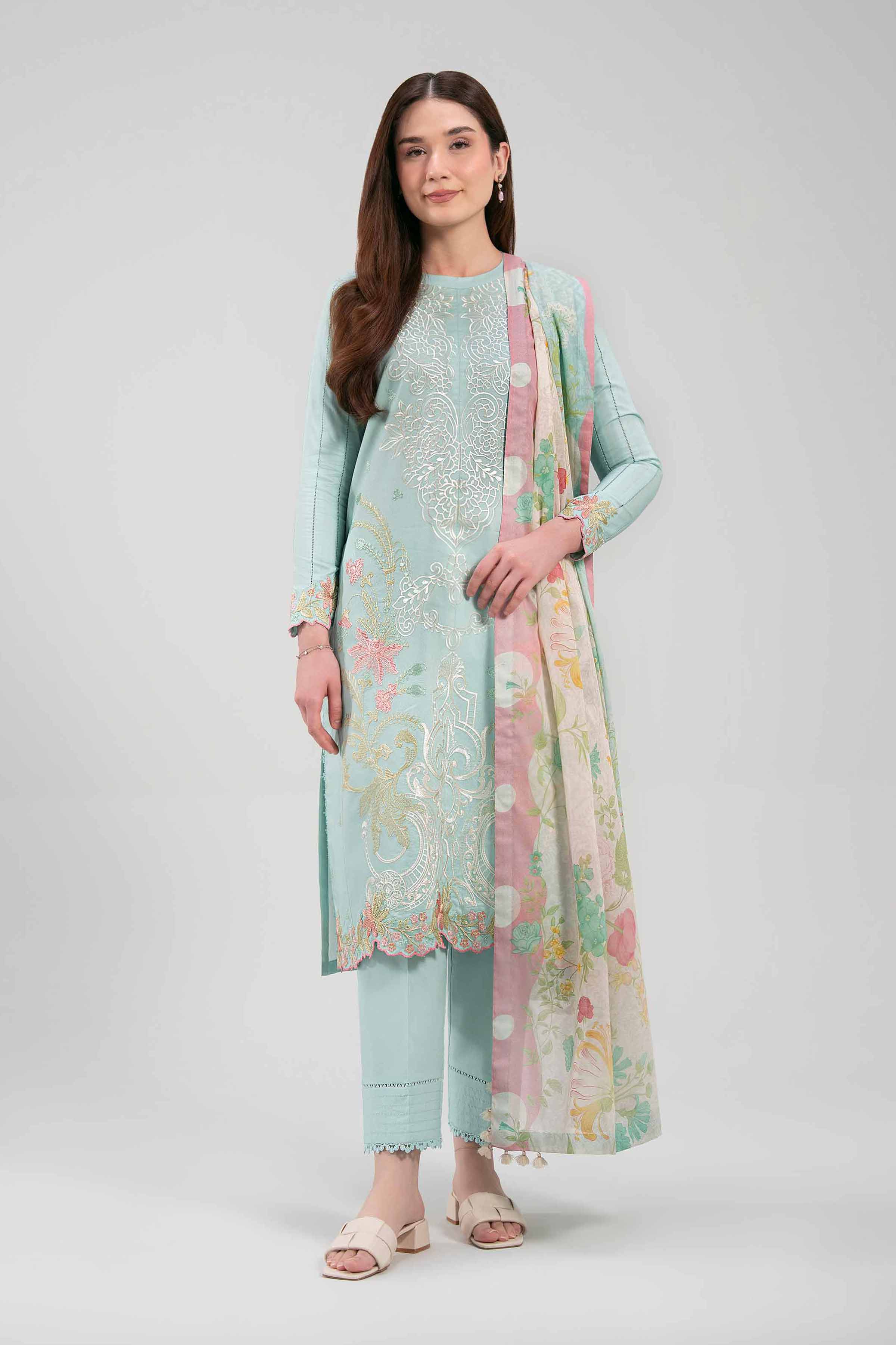 3 Piece - Printed Embroidered Suit - 42601272