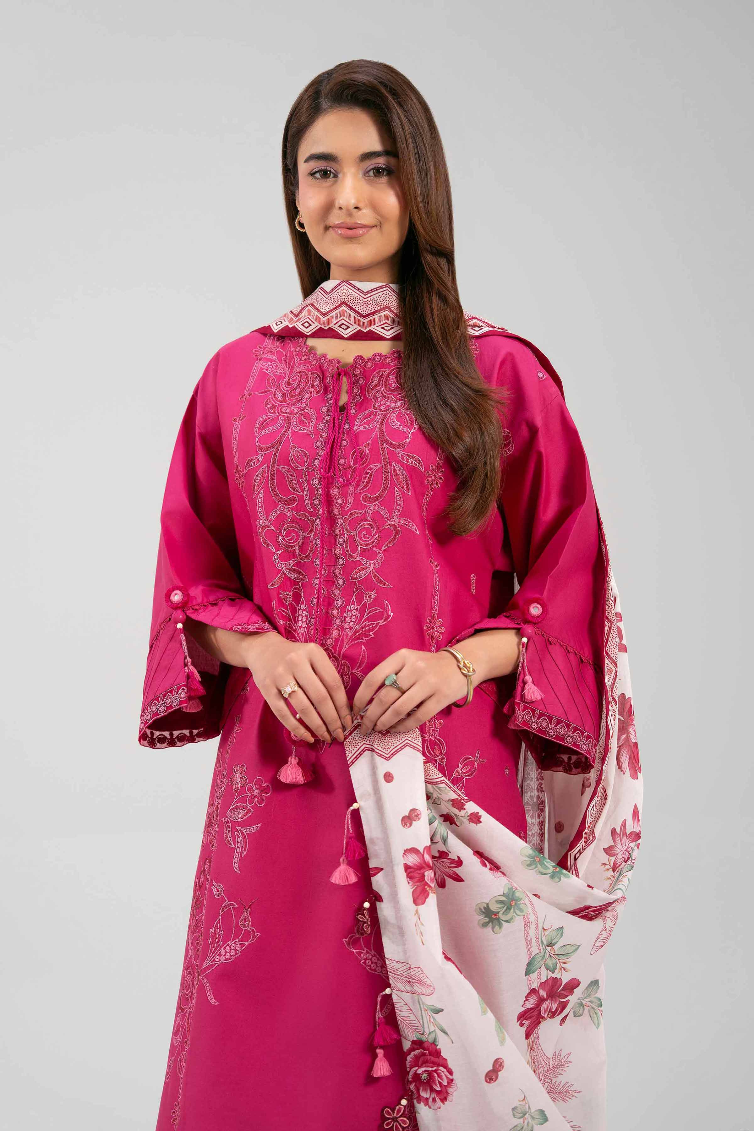 3 Piece - Printed Embroidered Suit - 42601273