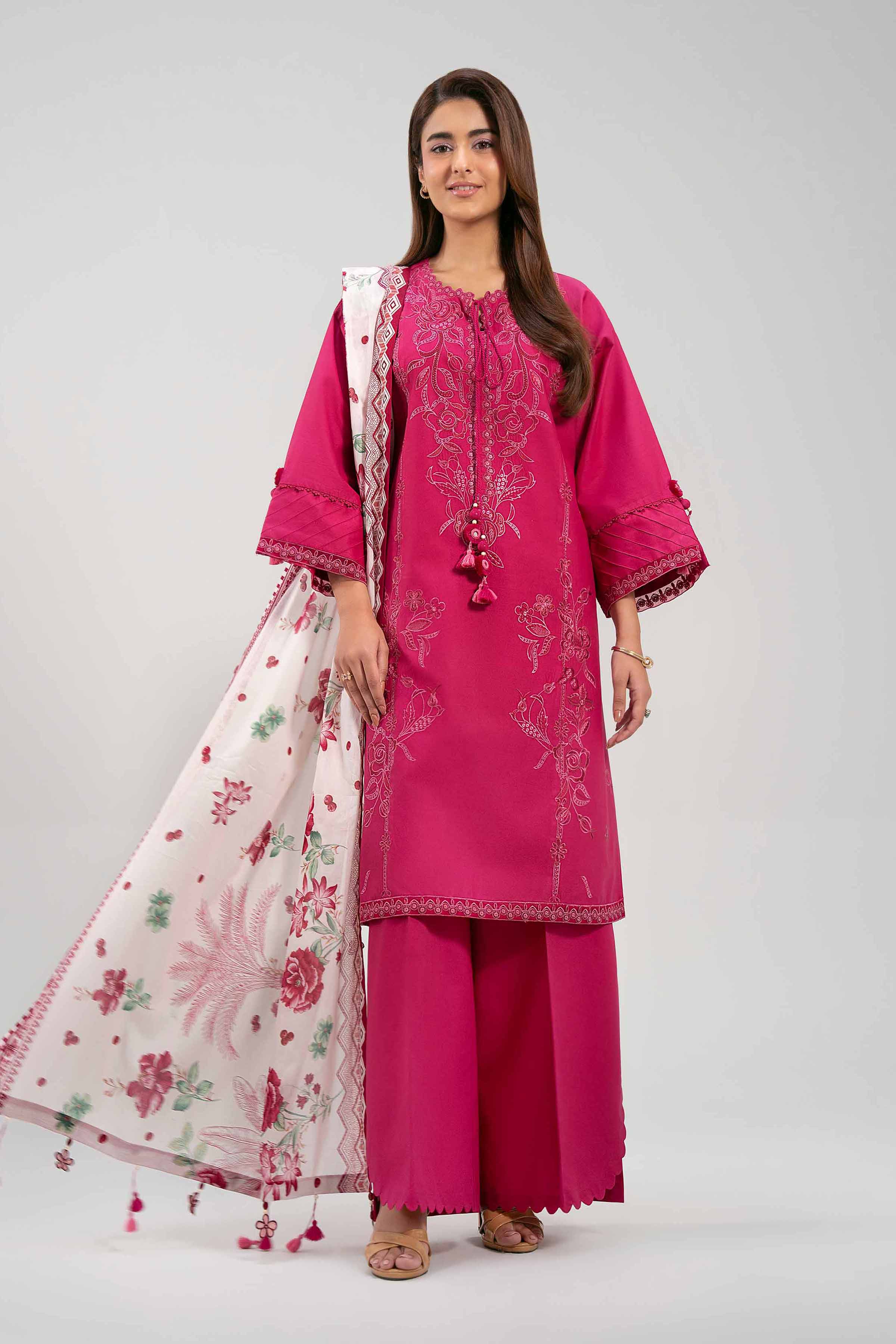 3 Piece - Printed Embroidered Suit - 42601273