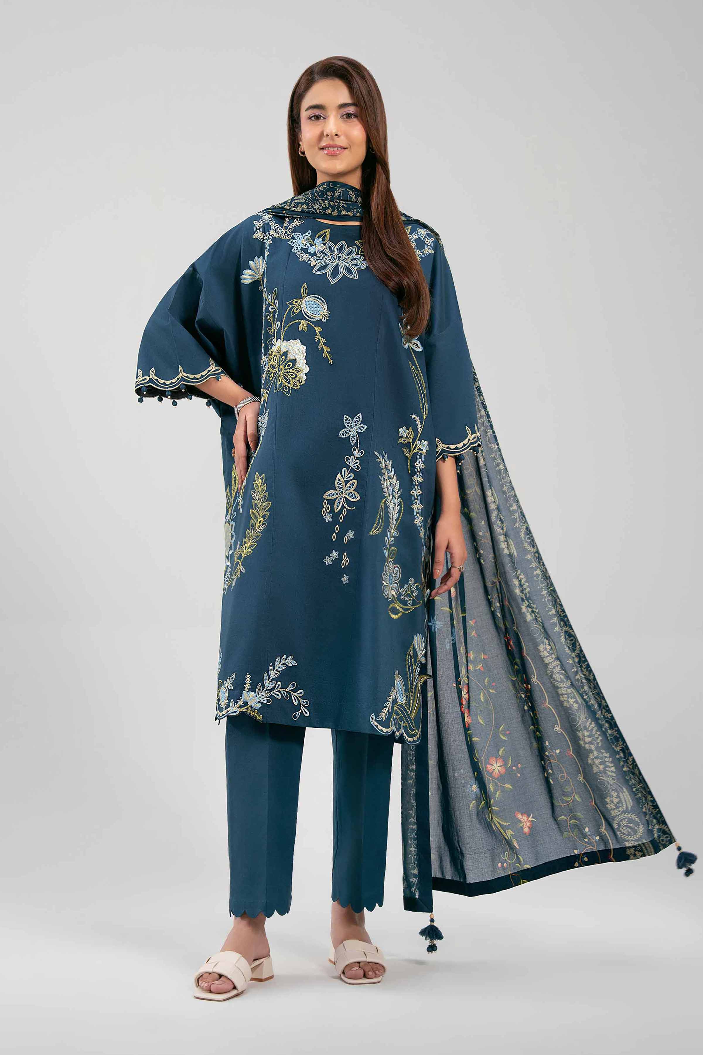 3 Piece - Printed Embroidered Suit - 42601275