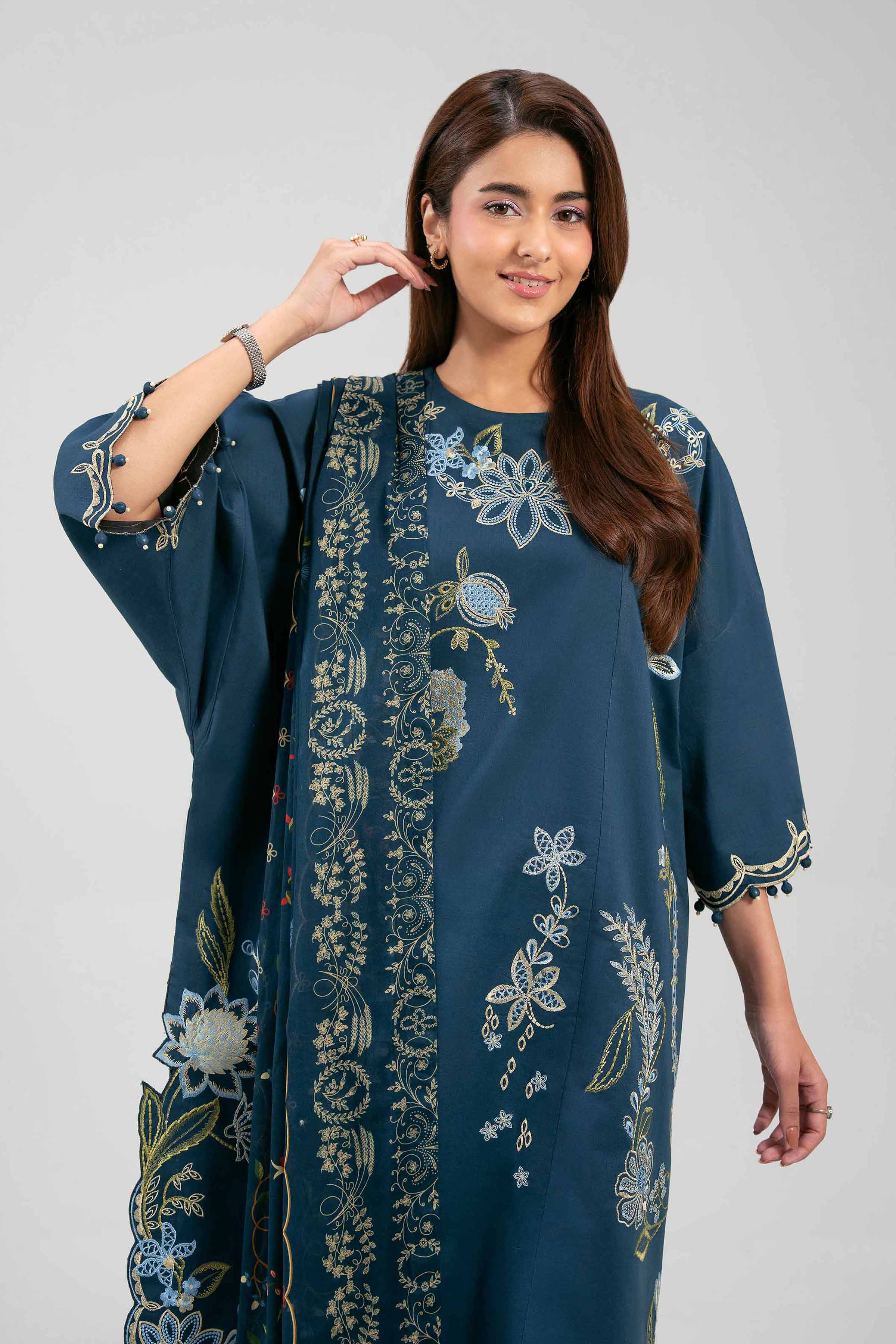 3 Piece - Printed Embroidered Suit - 42601275