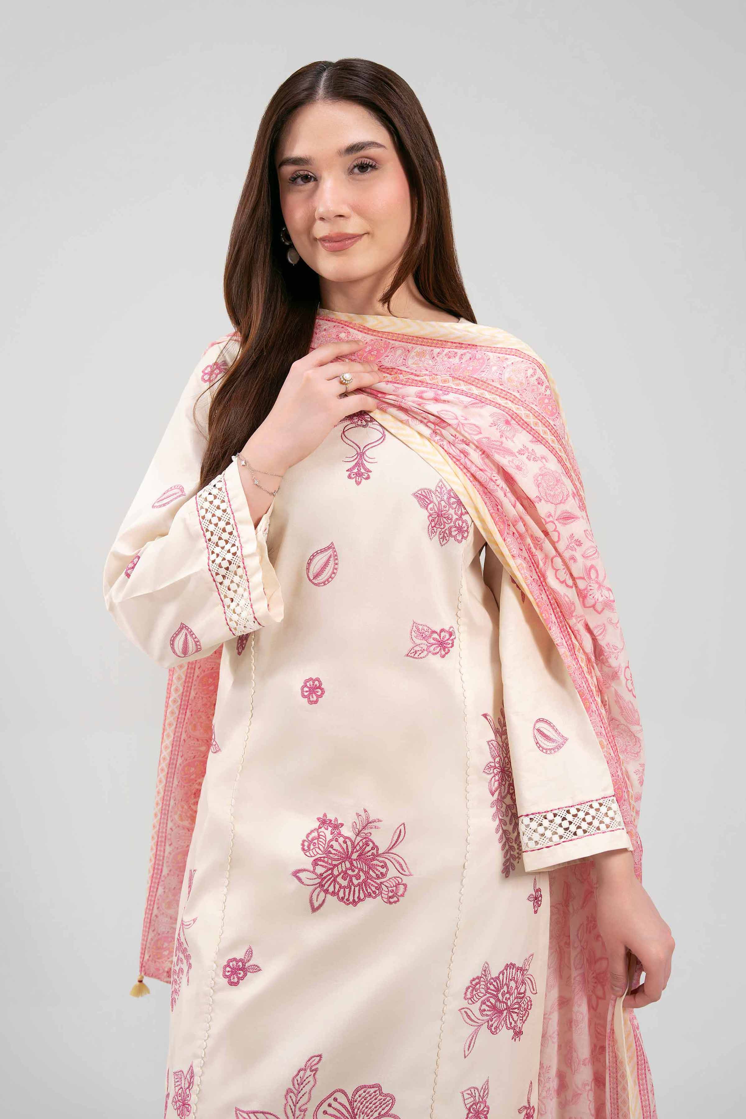 3 Piece - Printed Embroidered Suit - 42601276