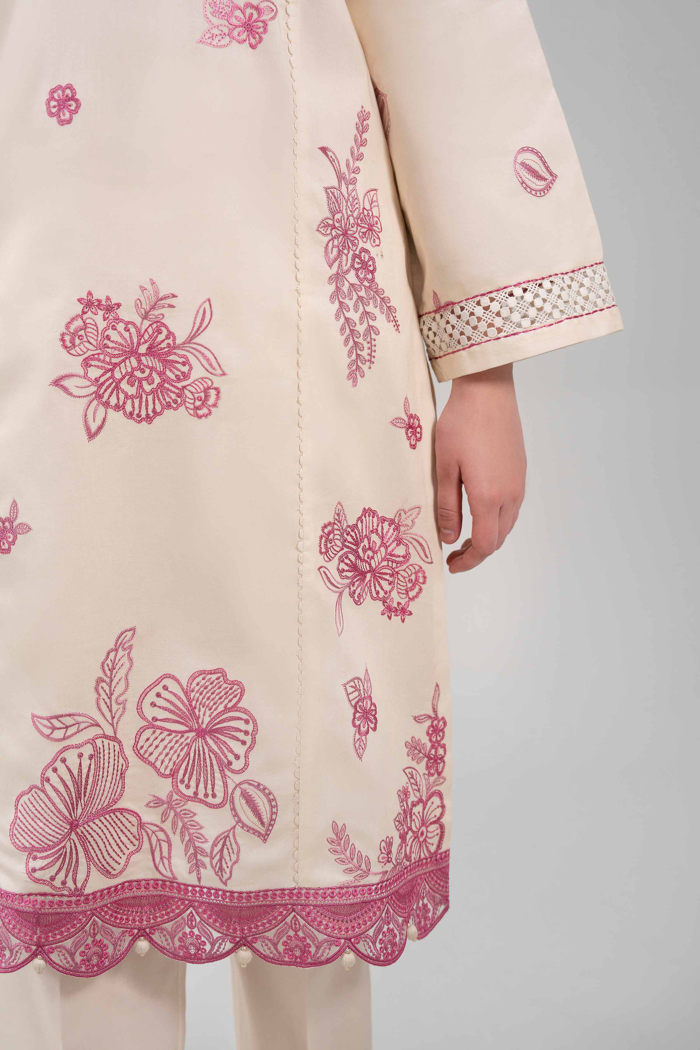 3 Piece - Printed Embroidered Suit - 42601276