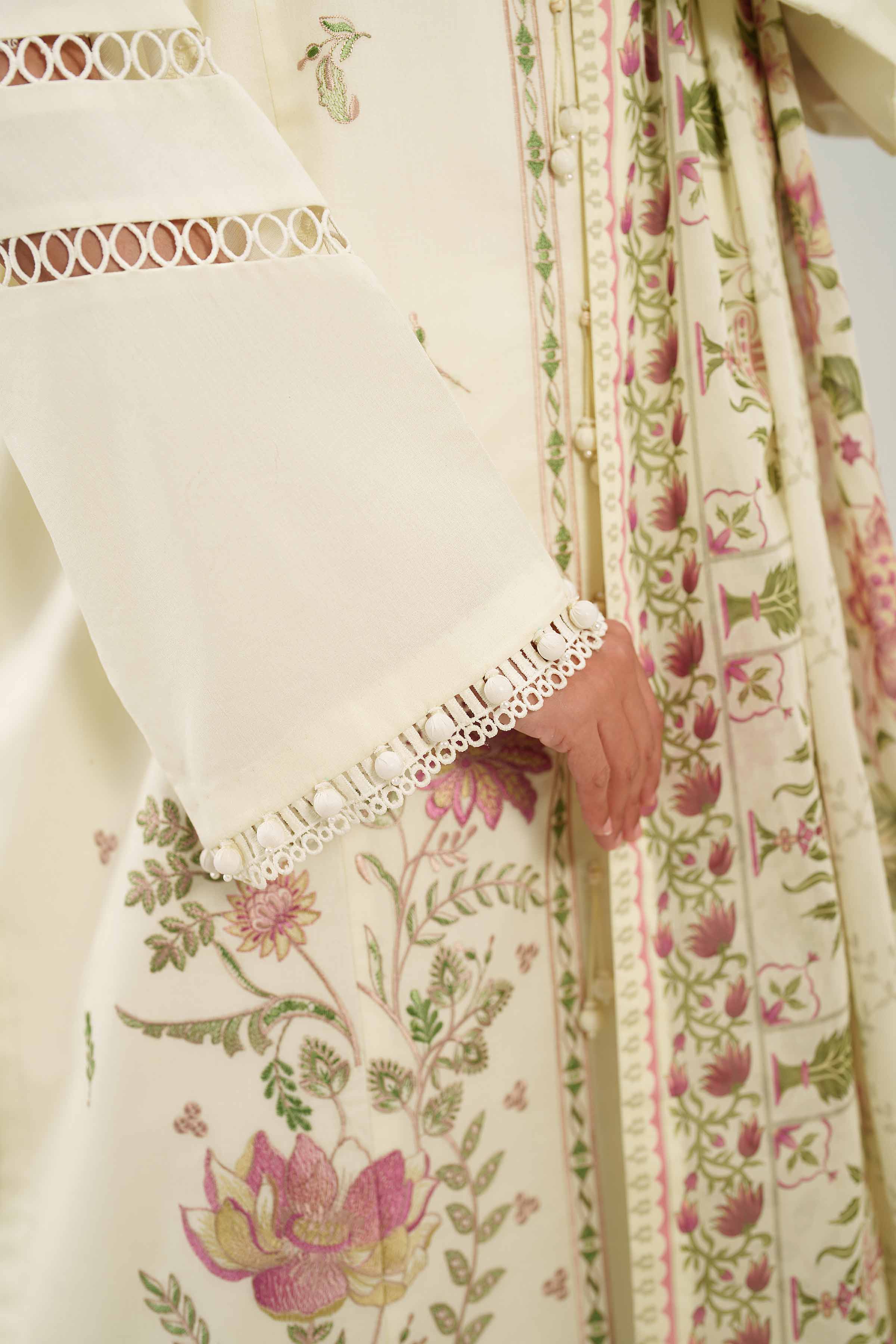 3 Piece - Printed Embroidered Suit - 42601278