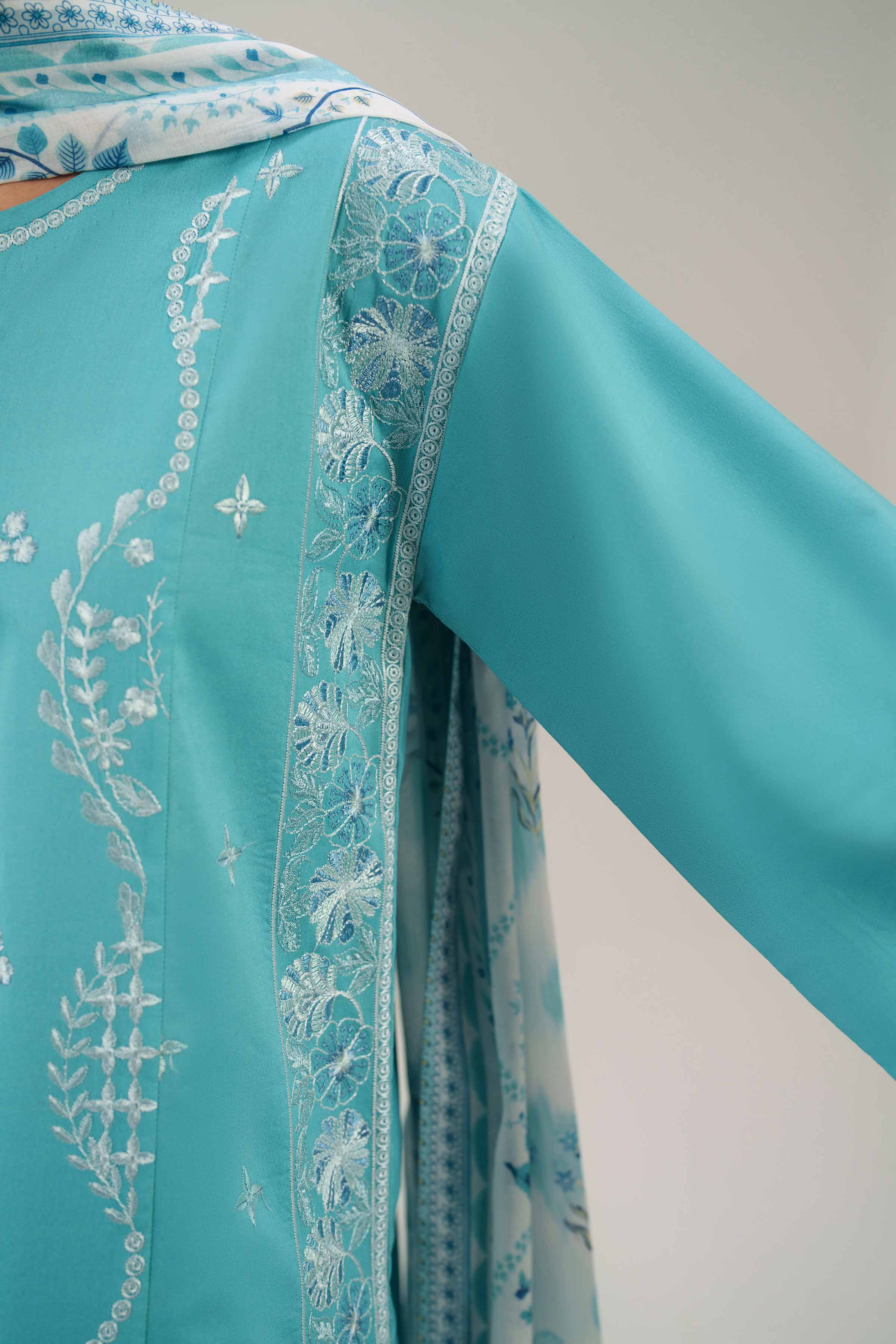 3 Piece - Printed Embroidered Suit - 42601279