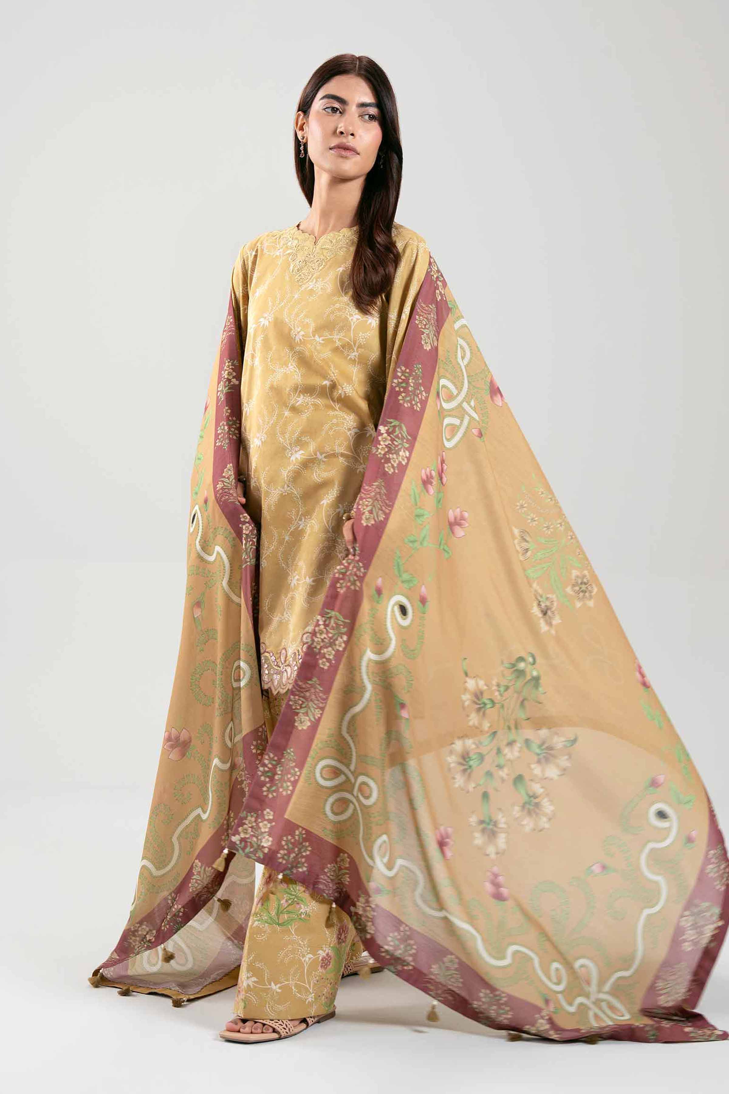 3 Piece - Digital Printed Embroidered Suit - 42601354