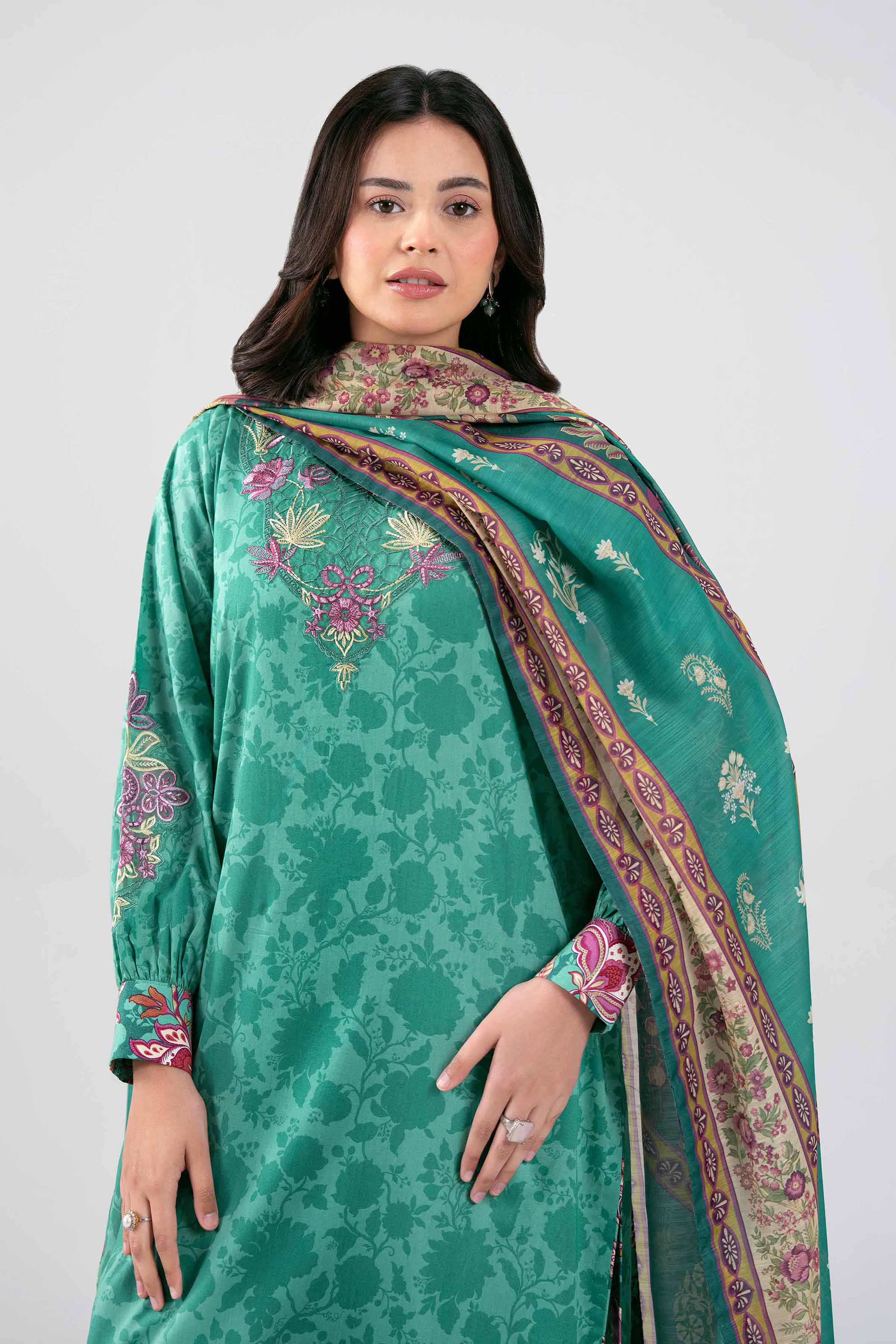 3 Piece - Digital Printed Embroidered Suit - 42601355