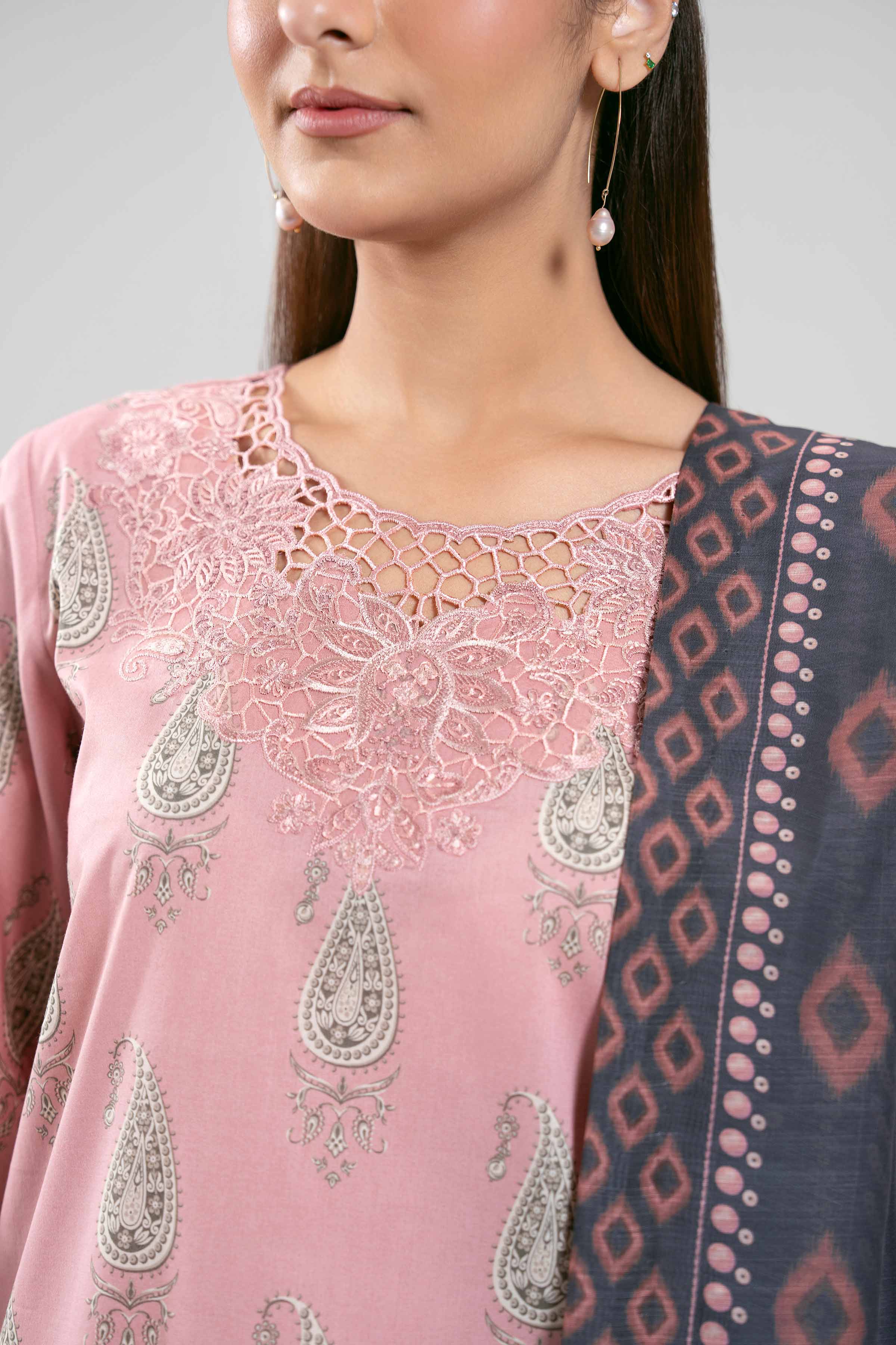 3 Piece - Digital Printed Embroidered Suit - 42601363