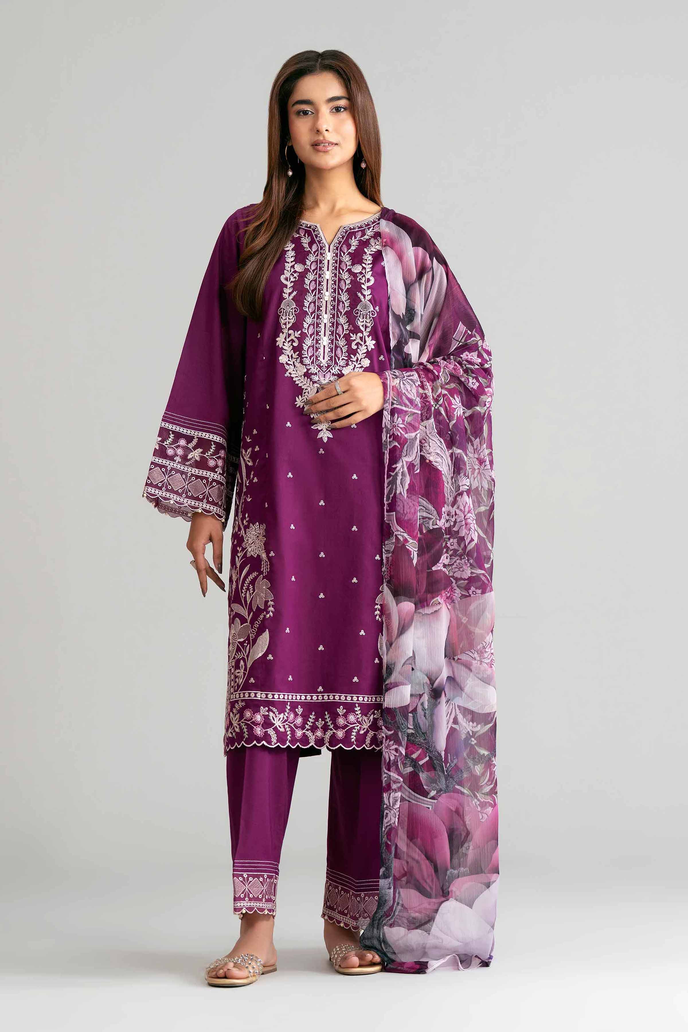 3 Piece - Digital Printed Embroidered Suit - 42601545 for Women - Unstitched Collection | Nishat | Shop Online