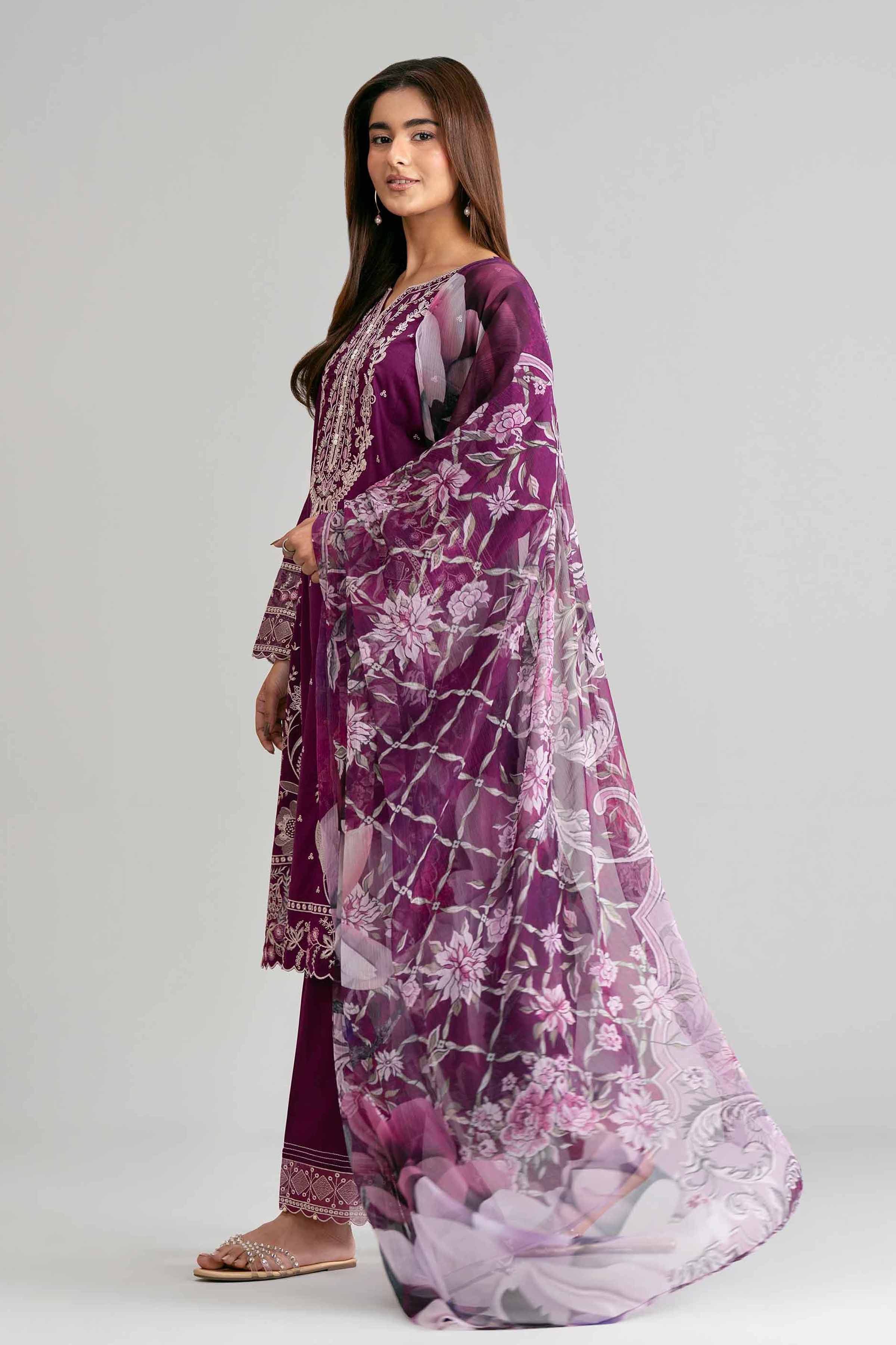 3 Piece - Digital Printed Embroidered Suit - 42601545 for Women - Unstitched Collection | Nishat | Shop Online