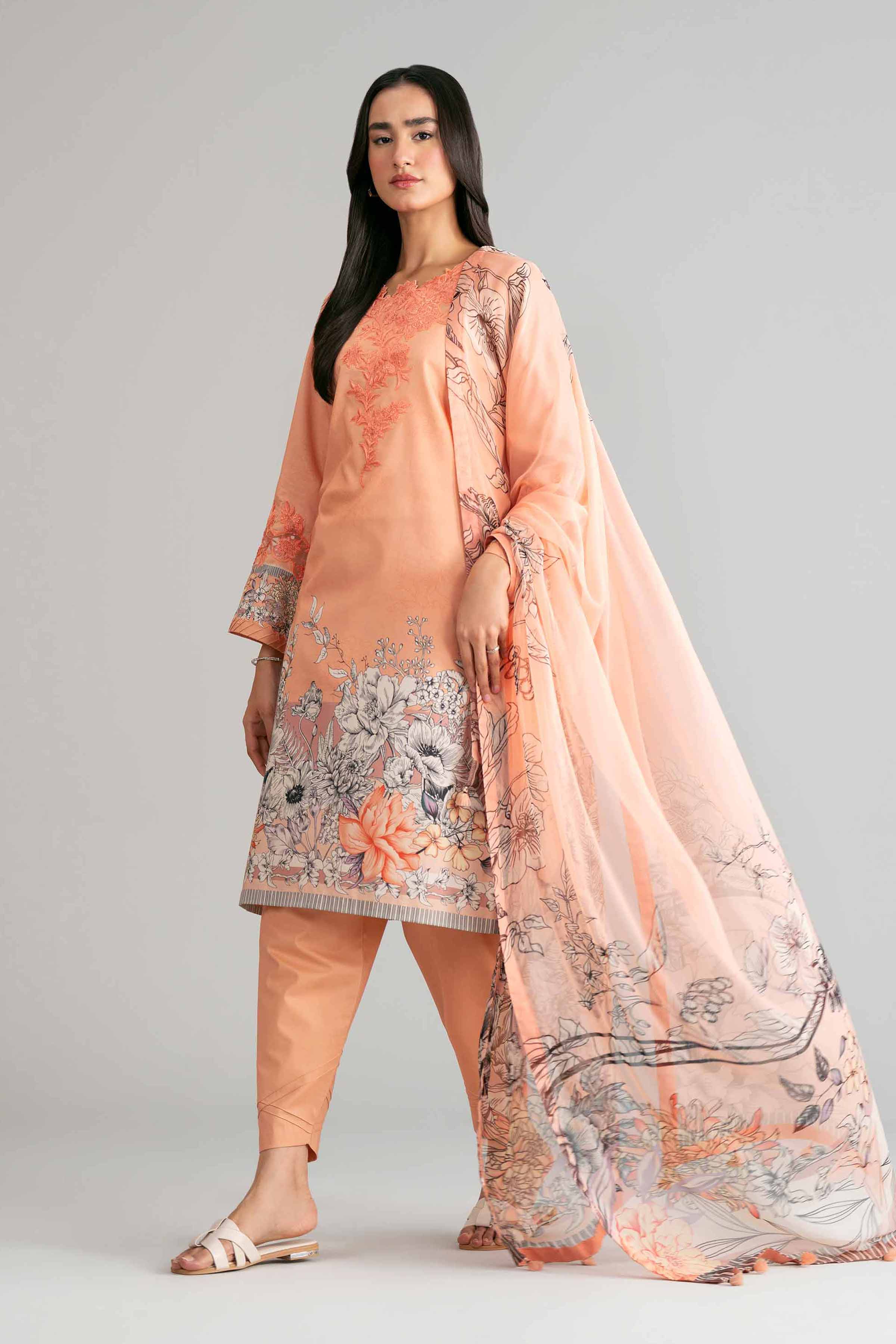 3 Piece - Digital Printed Embroidered Suit - 42601563 for Women - Unstitched Collection | Nishat | Shop Online