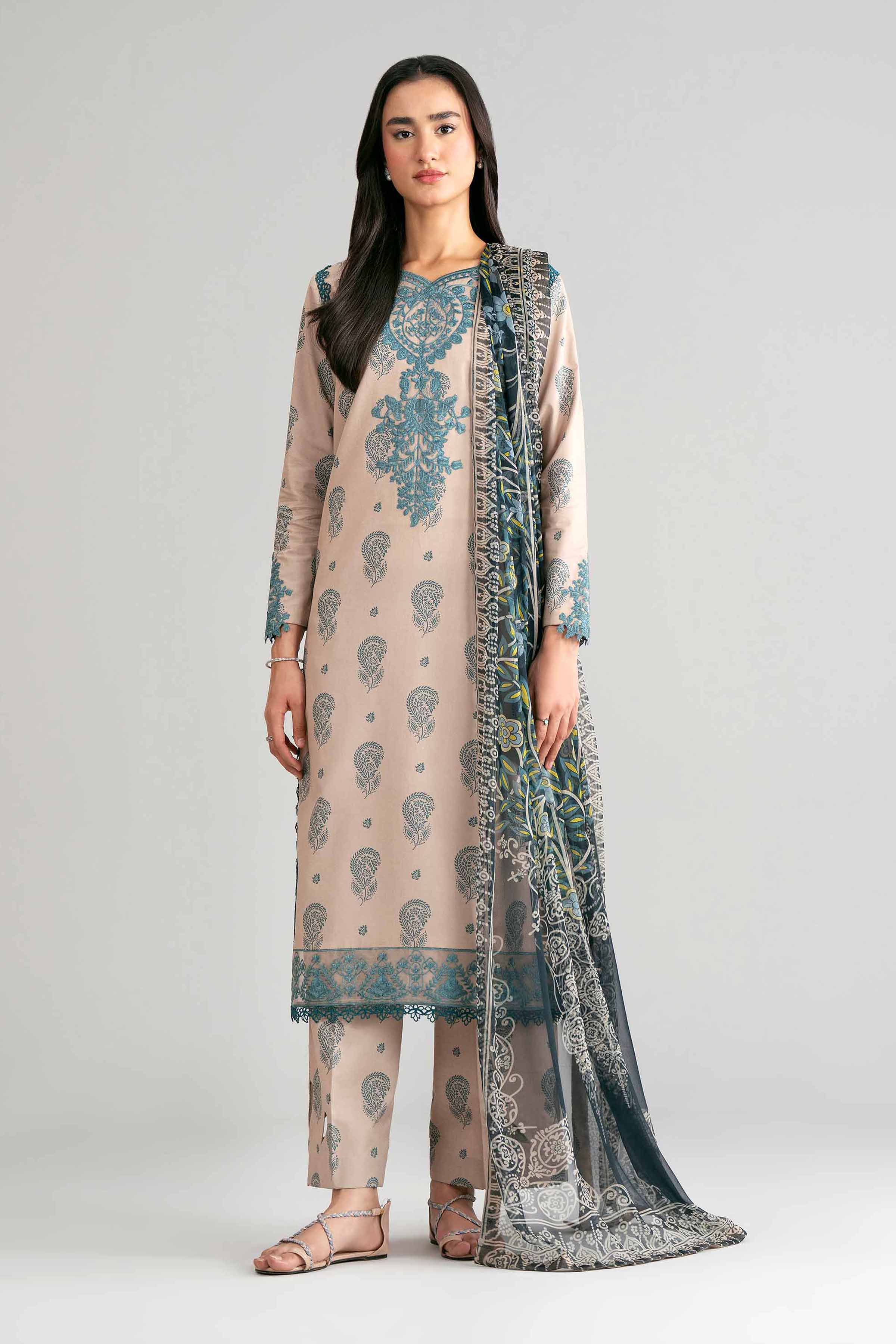 3 Piece - Digital Printed Embroidered Suit - 42601572 for Women - Unstitched Collection | Nishat | Shop Online