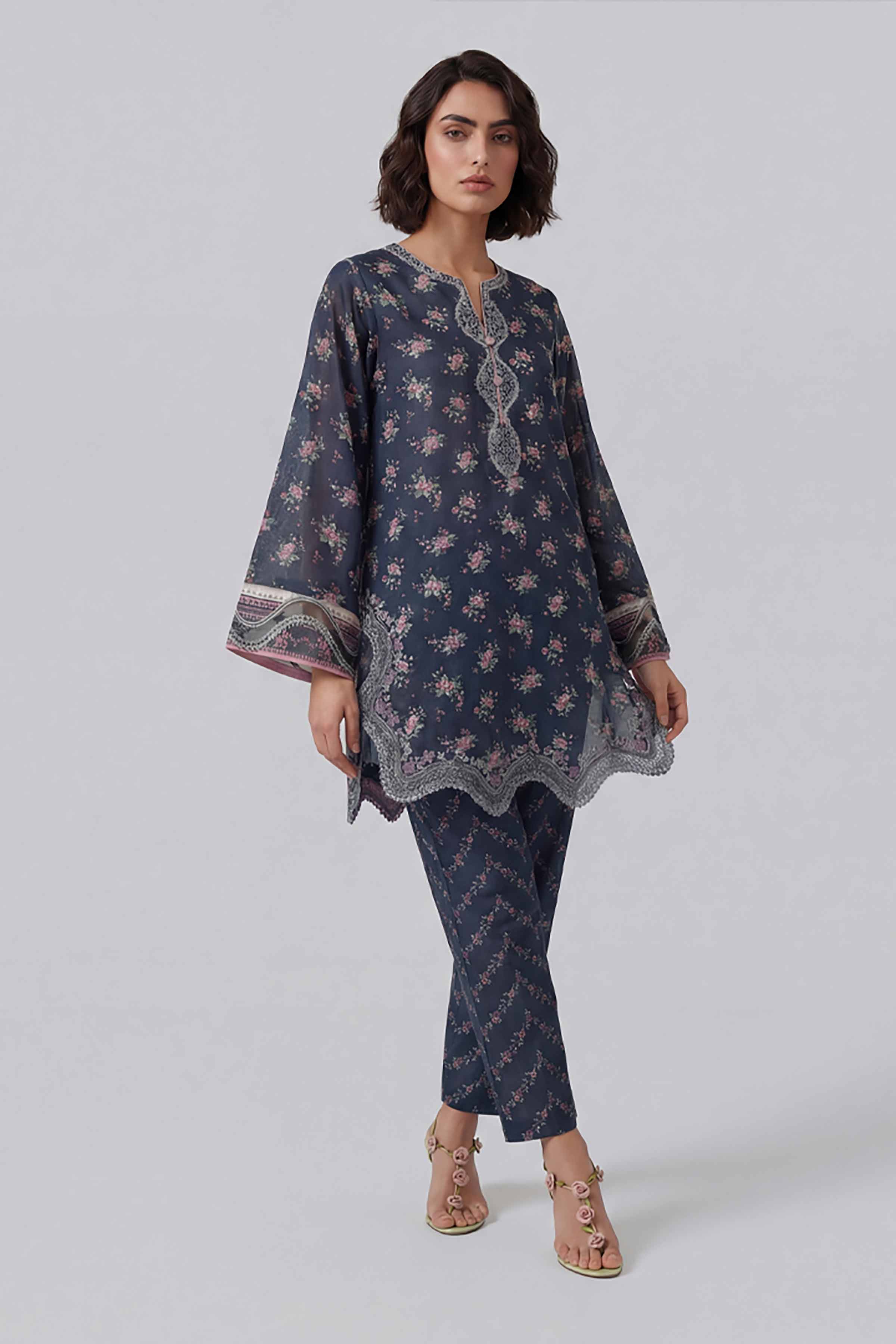 2 Piece - Printed Embroidered Suit - 42601670