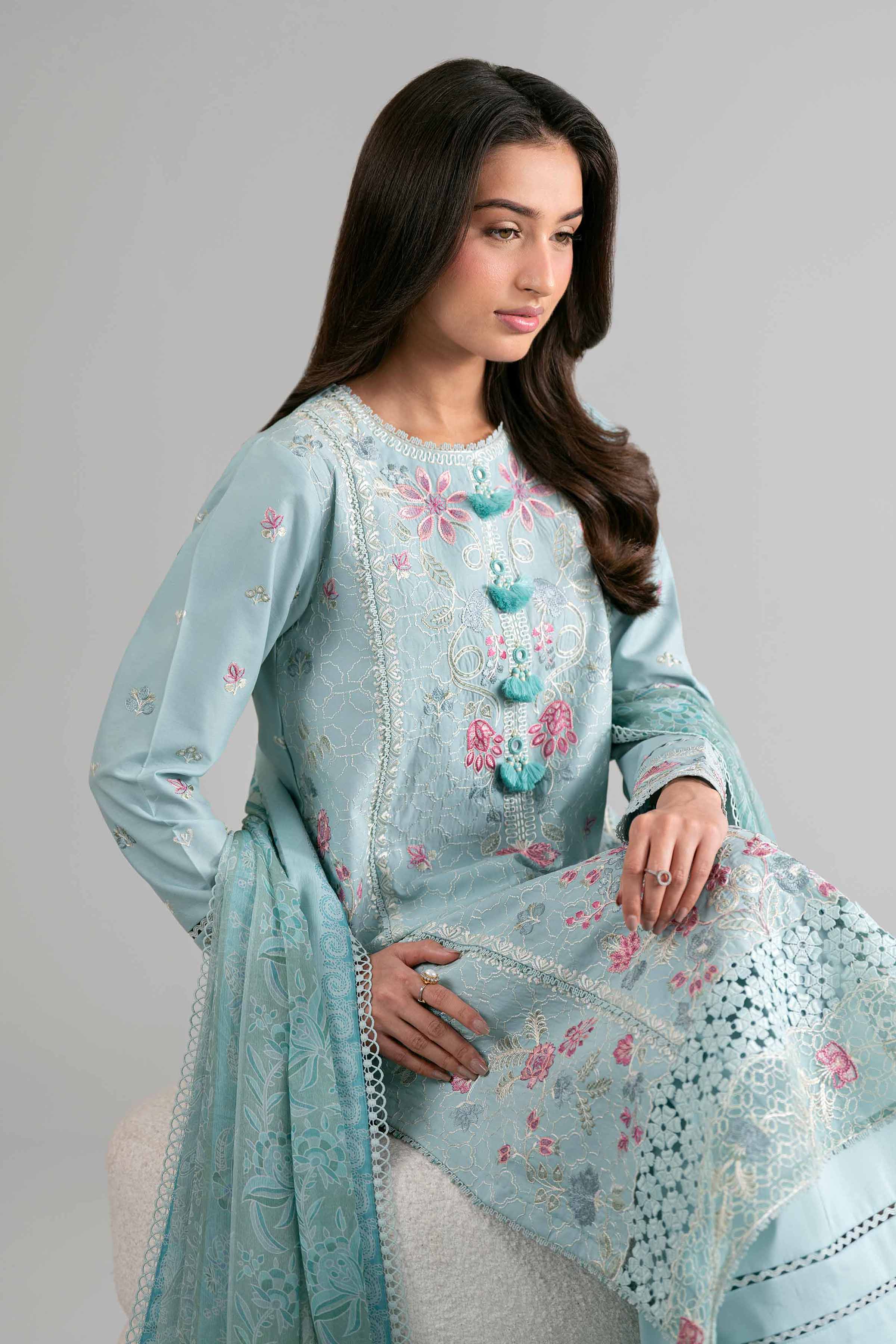 3 Piece - Digital Printed Embroidered Suit - 42601697