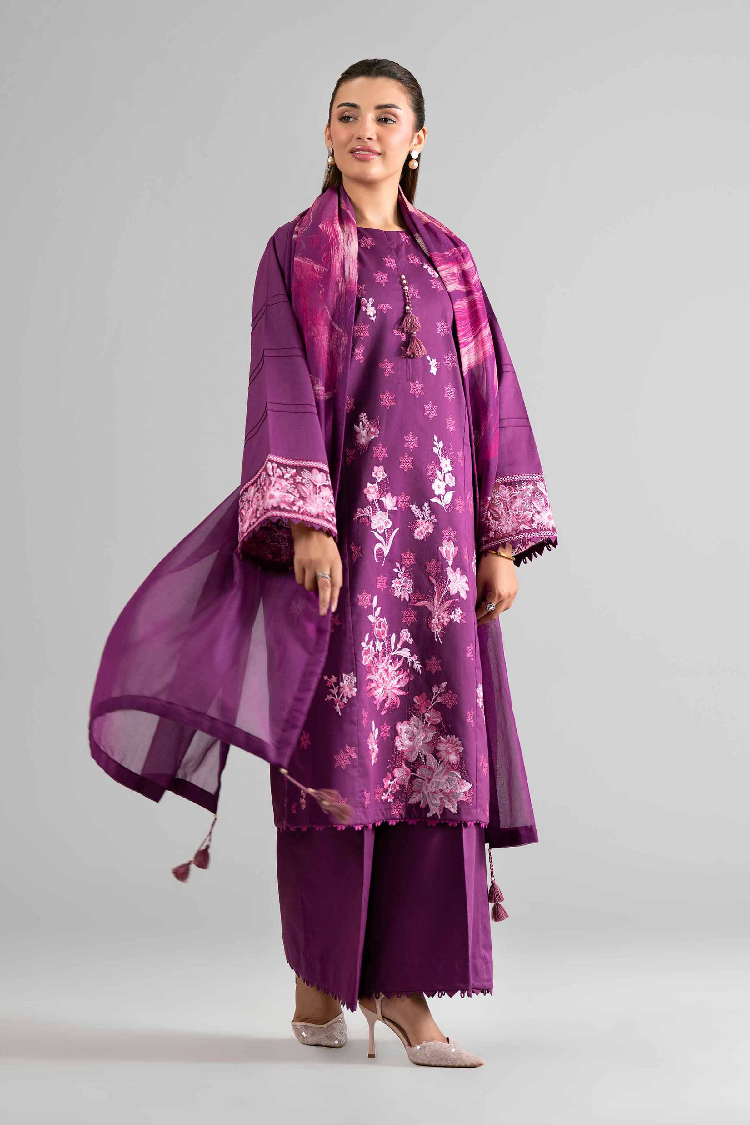 3 Piece - Digital Printed Embroidered Suit - 42601707