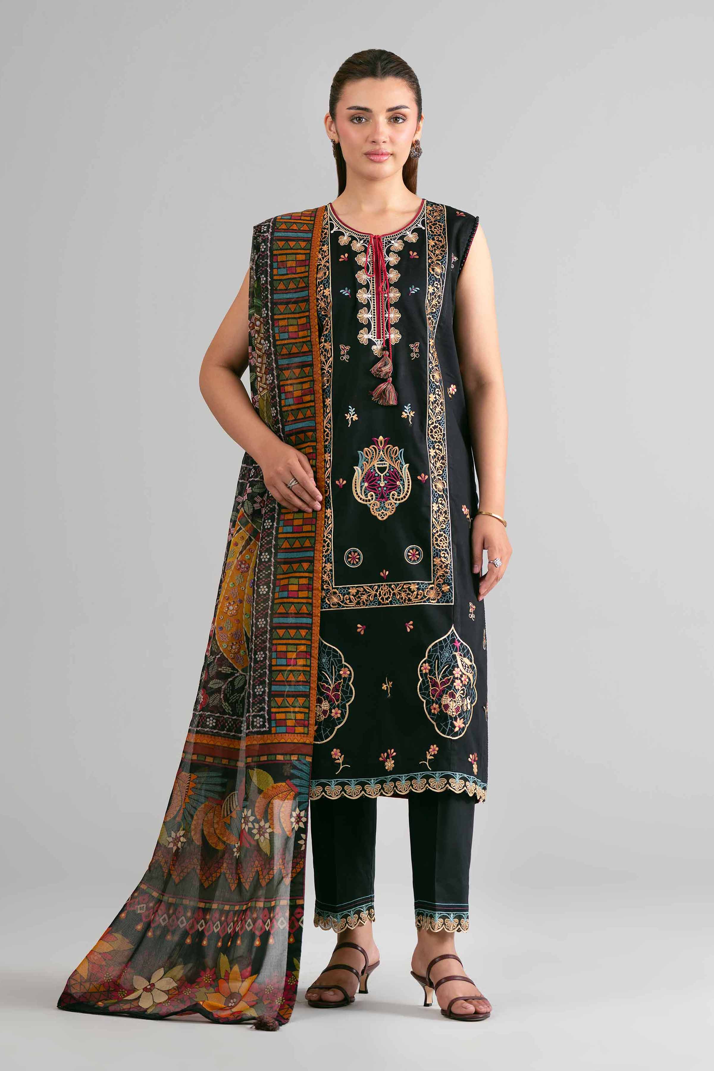 3 Piece - Digital Printed Embroidered Suit - 42601712