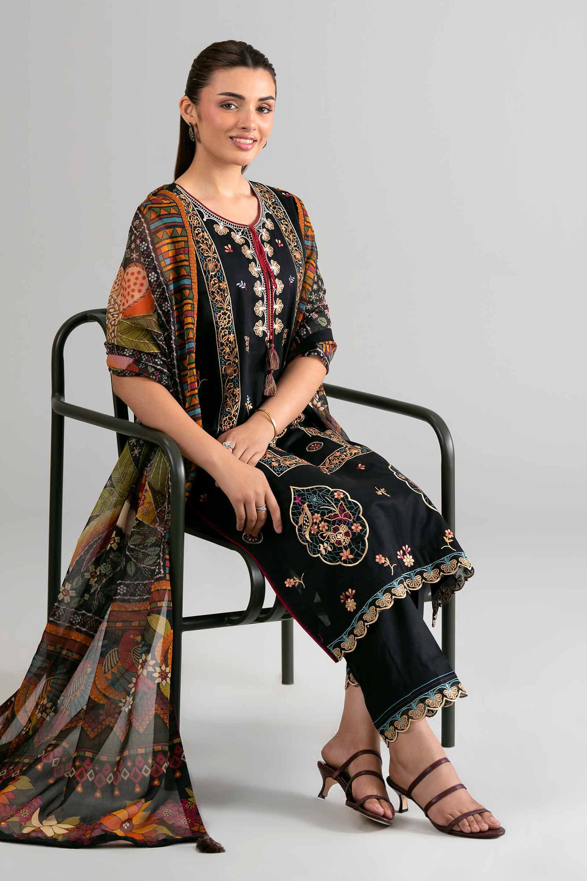 3 Piece - Digital Printed Embroidered Suit - 42601712