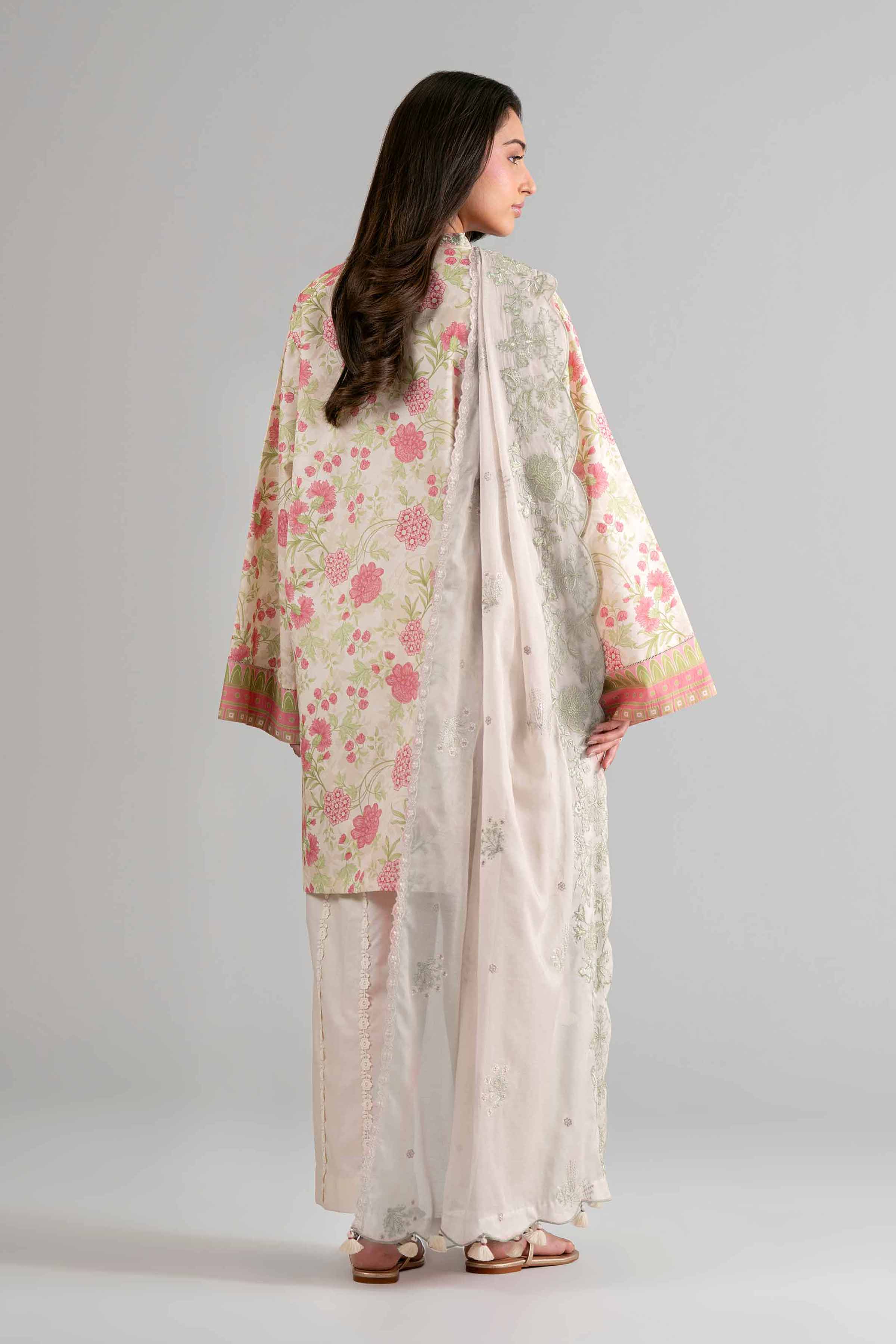 3 Piece - Printed Embroidered Suit - 42601722