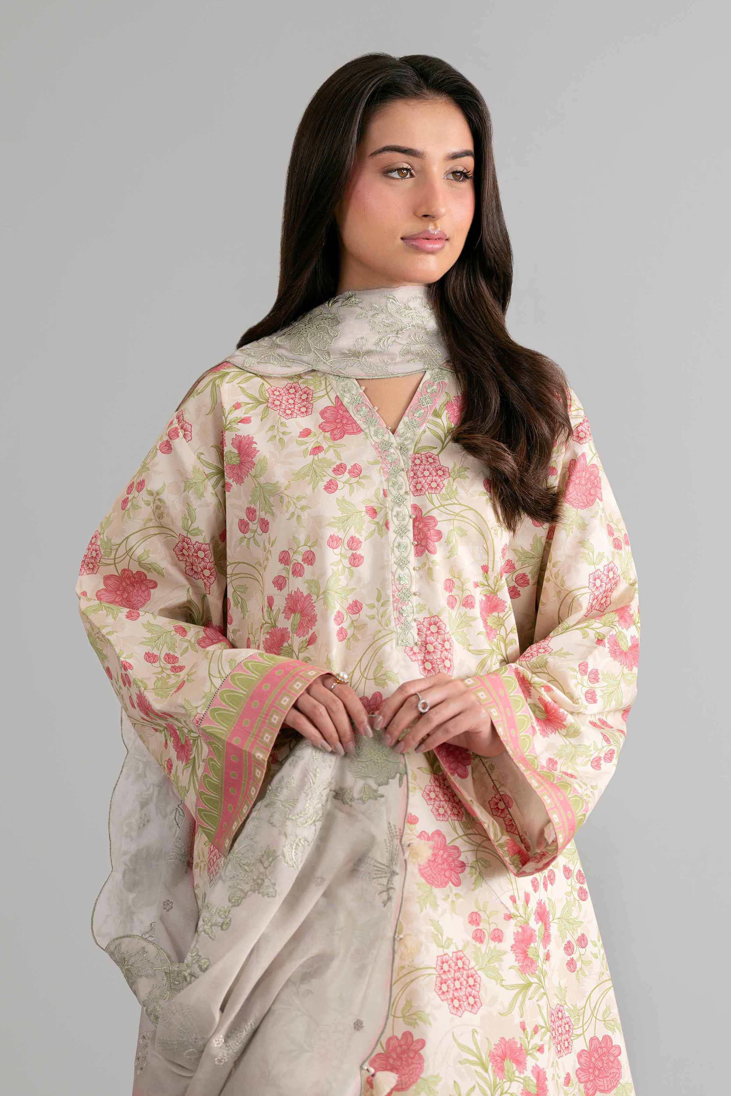 3 Piece - Printed Embroidered Suit - 42601722