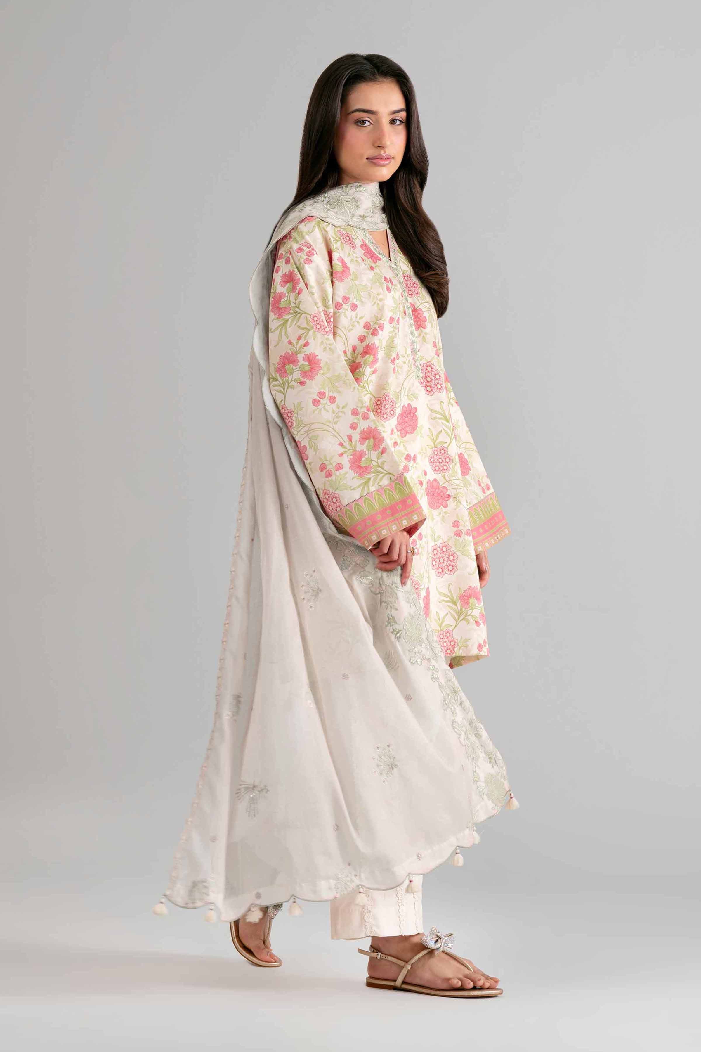 3 Piece - Printed Embroidered Suit - 42601722