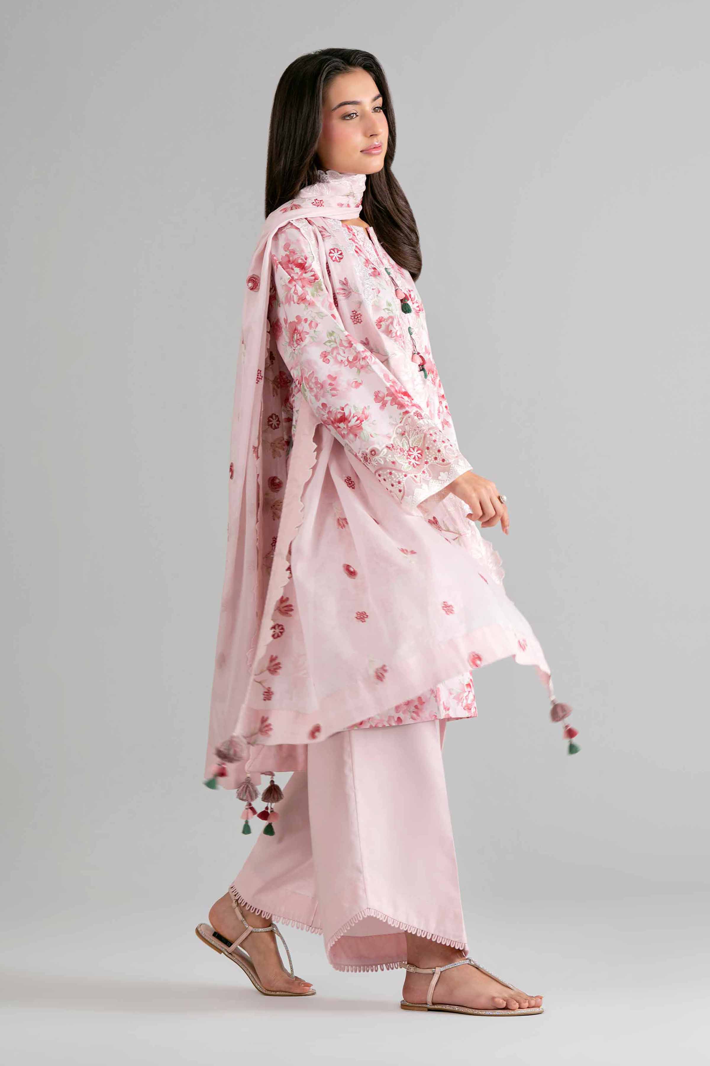 3 Piece - Printed Embroidered Suit - 42601724