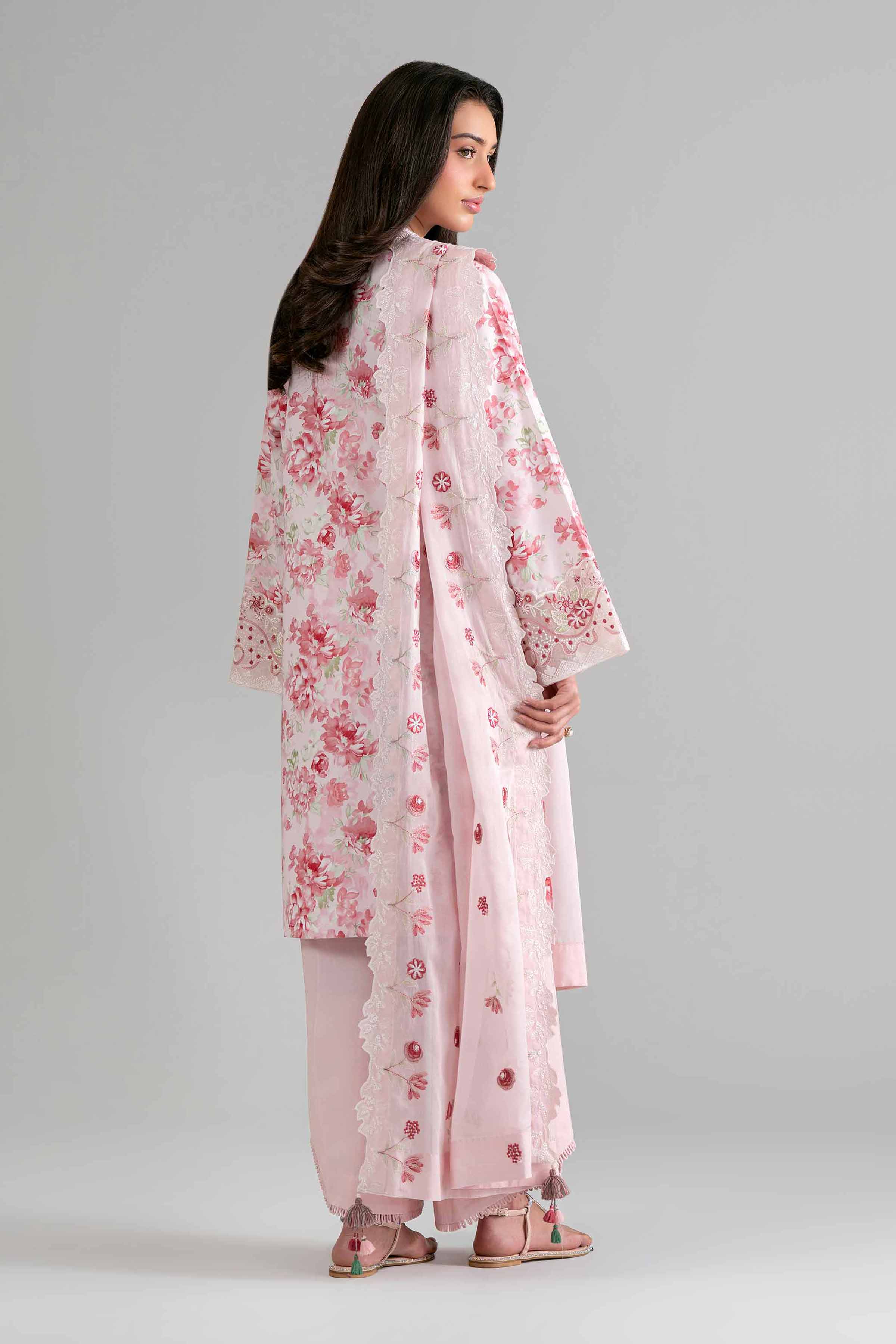 3 Piece - Printed Embroidered Suit - 42601724