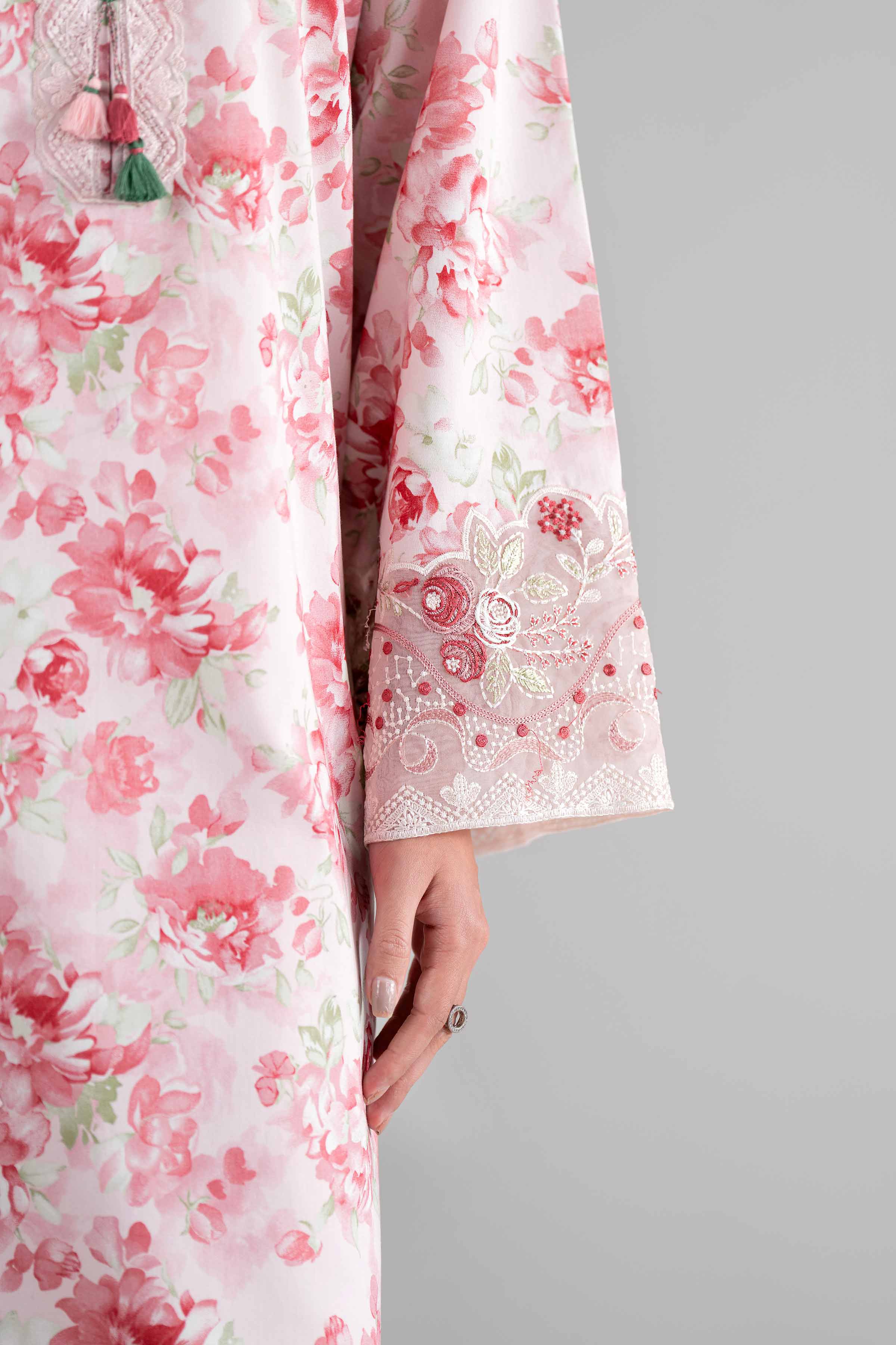 3 Piece - Printed Embroidered Suit - 42601724