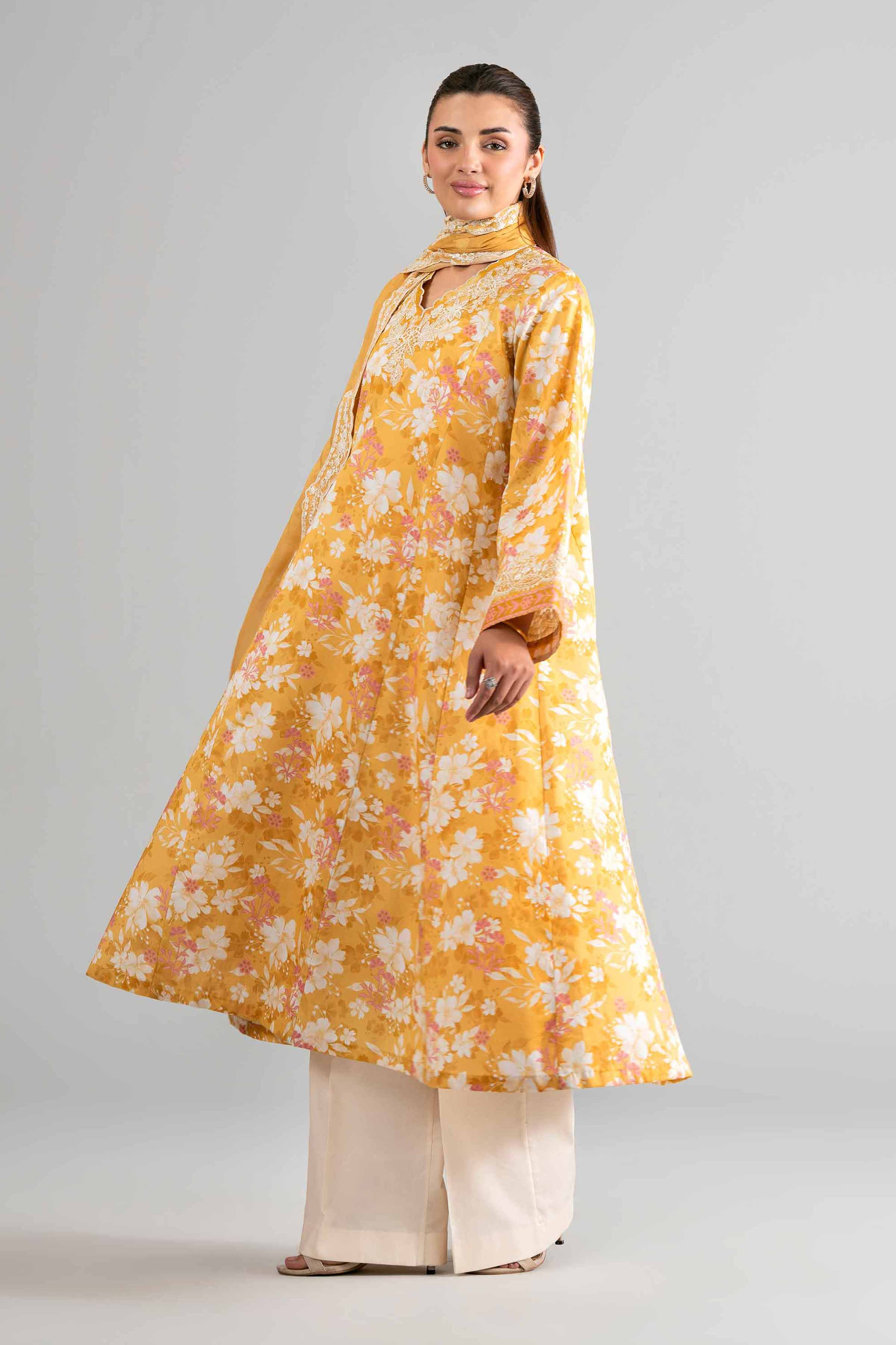 3 Piece - Printed Embroidered Suit - 42601726