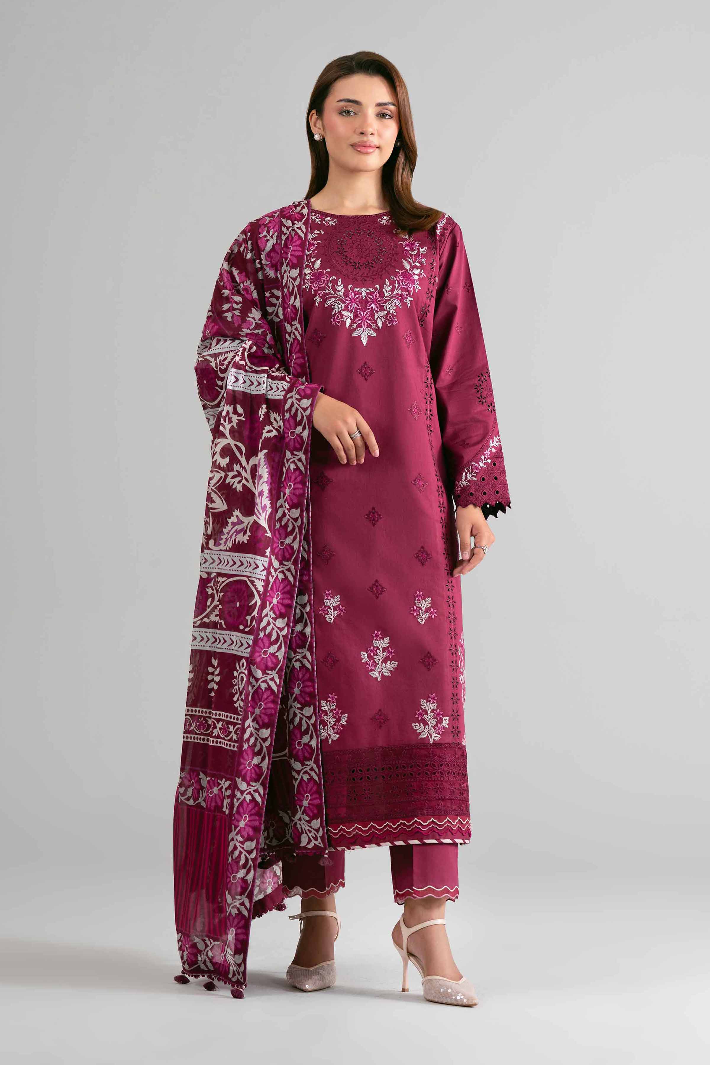 3 Piece - Digital Printed Embroidered Suit - 42601733