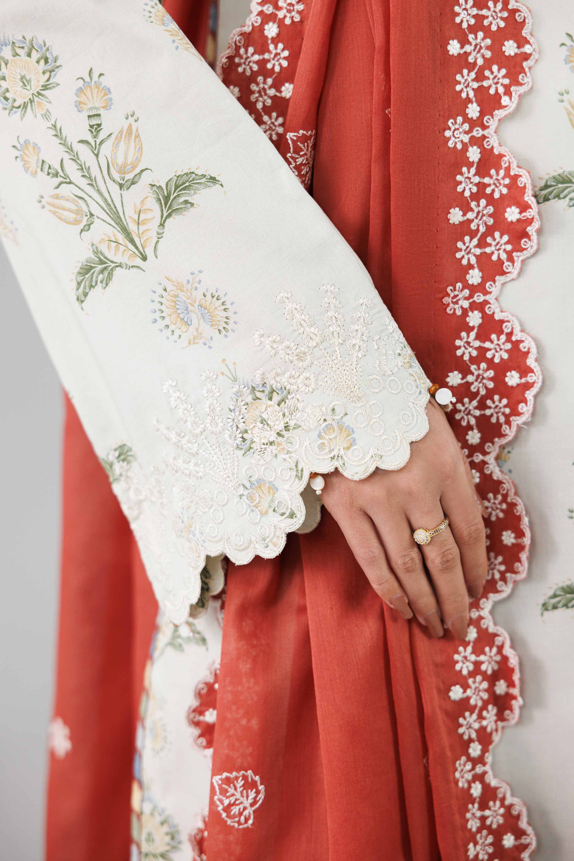 3 Piece - Printed Embroidered Suit - 42601804