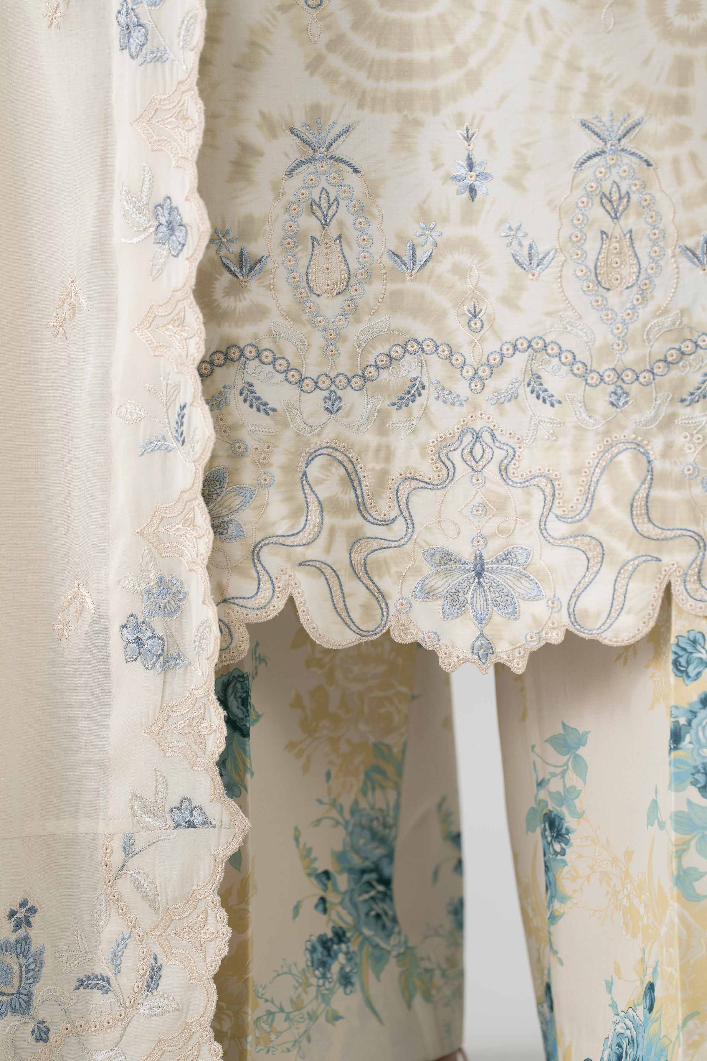 3 Piece - Printed Embroidered Suit - 42601807