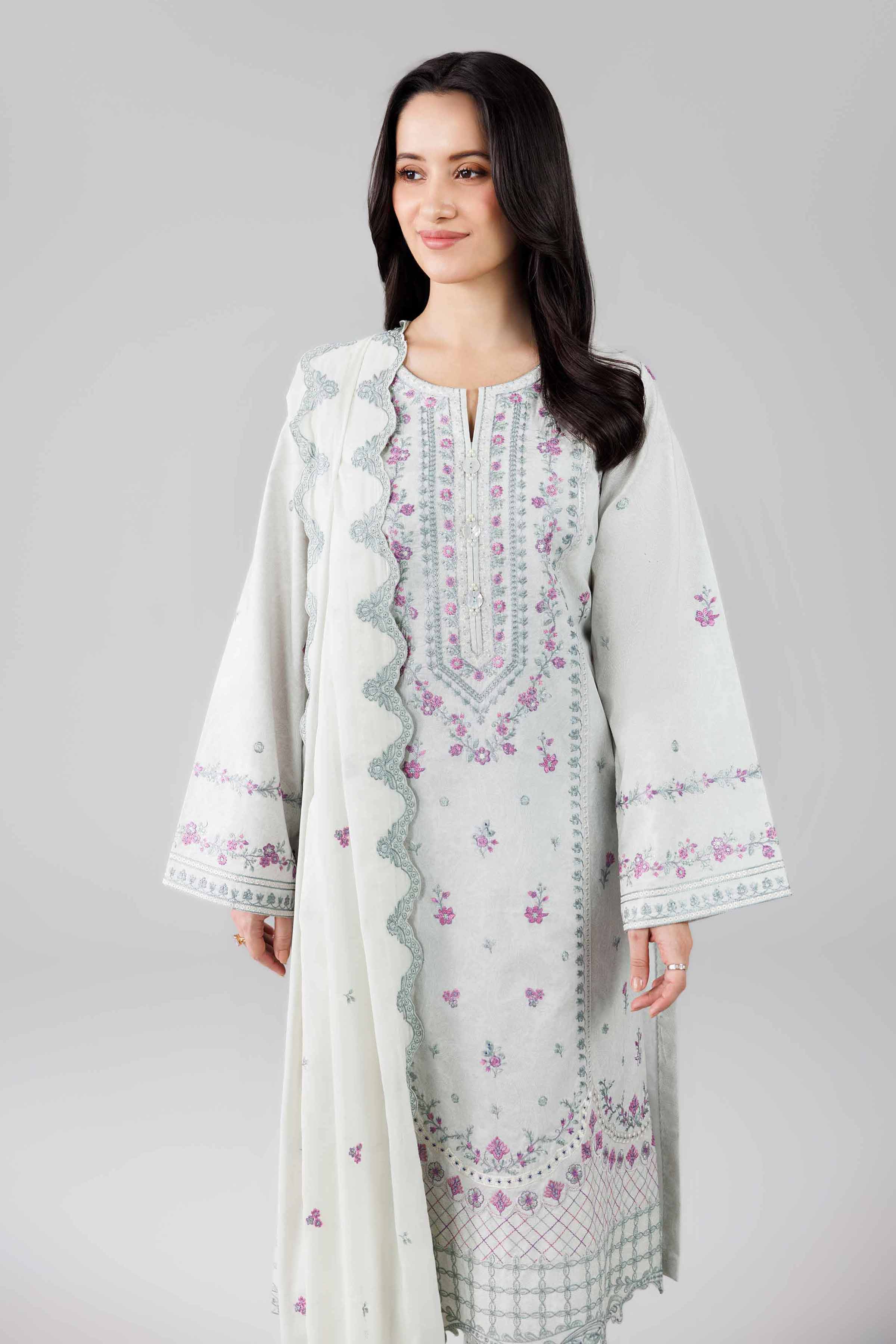 3 Piece - Printed Embroidered Suit - 42601812