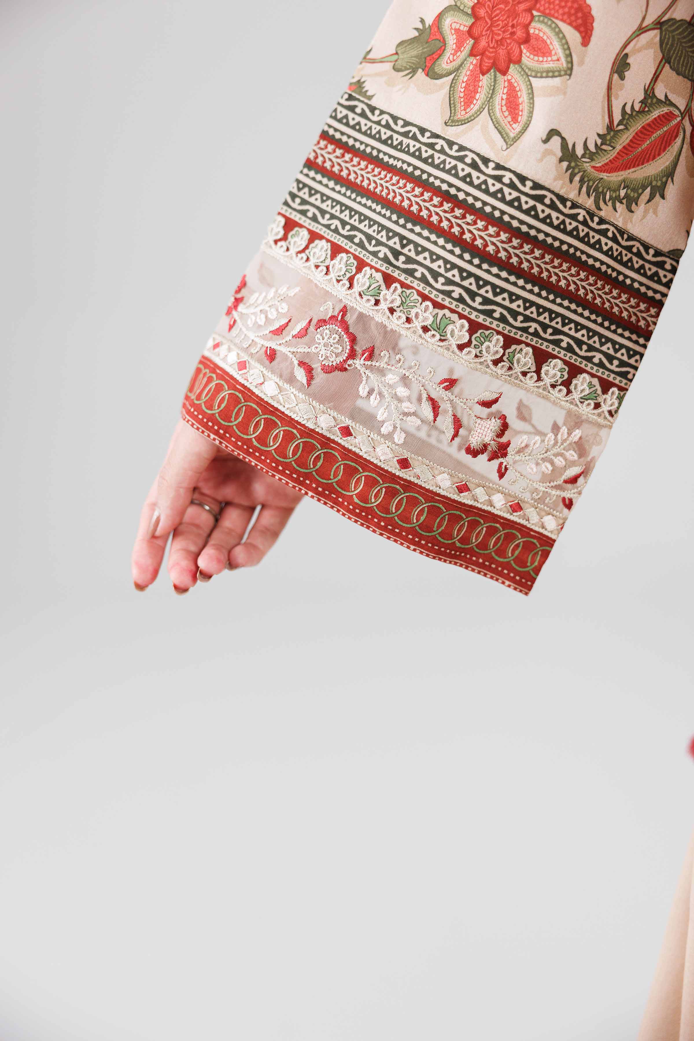 3 Piece - Printed Embroidered Suit - 42601814