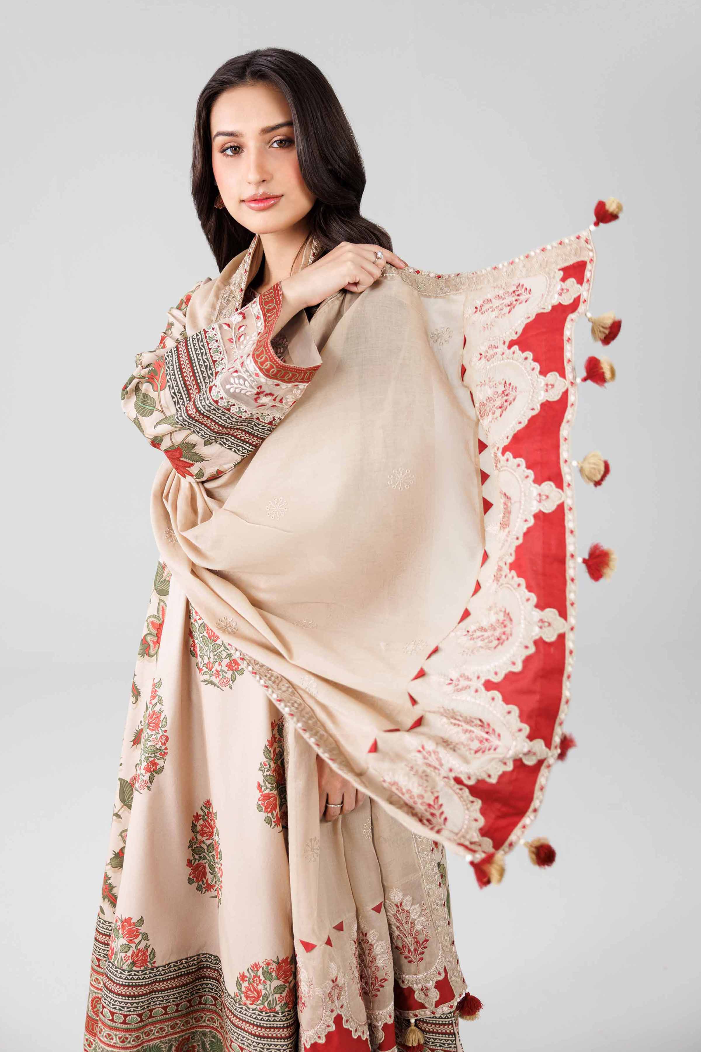 3 Piece - Printed Embroidered Suit - 42601814