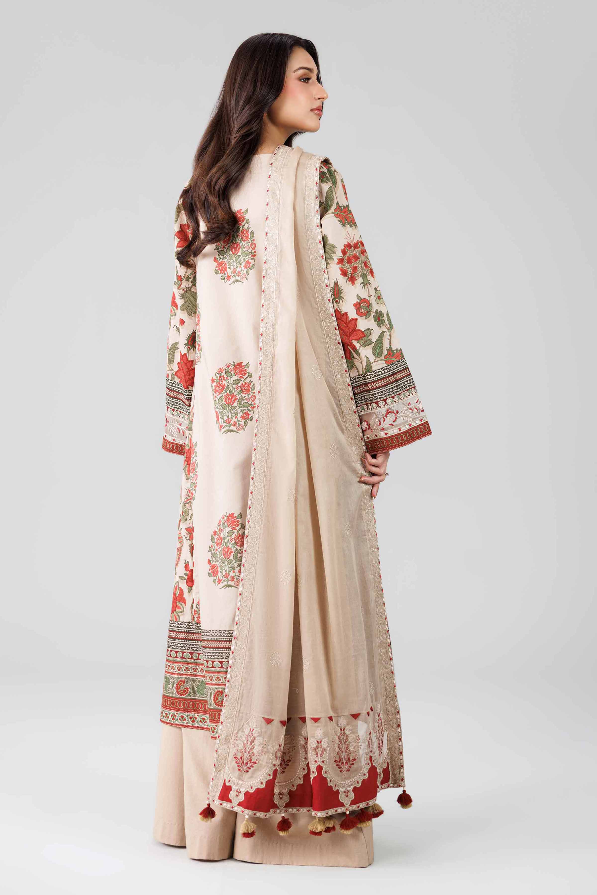 3 Piece - Printed Embroidered Suit - 42601814
