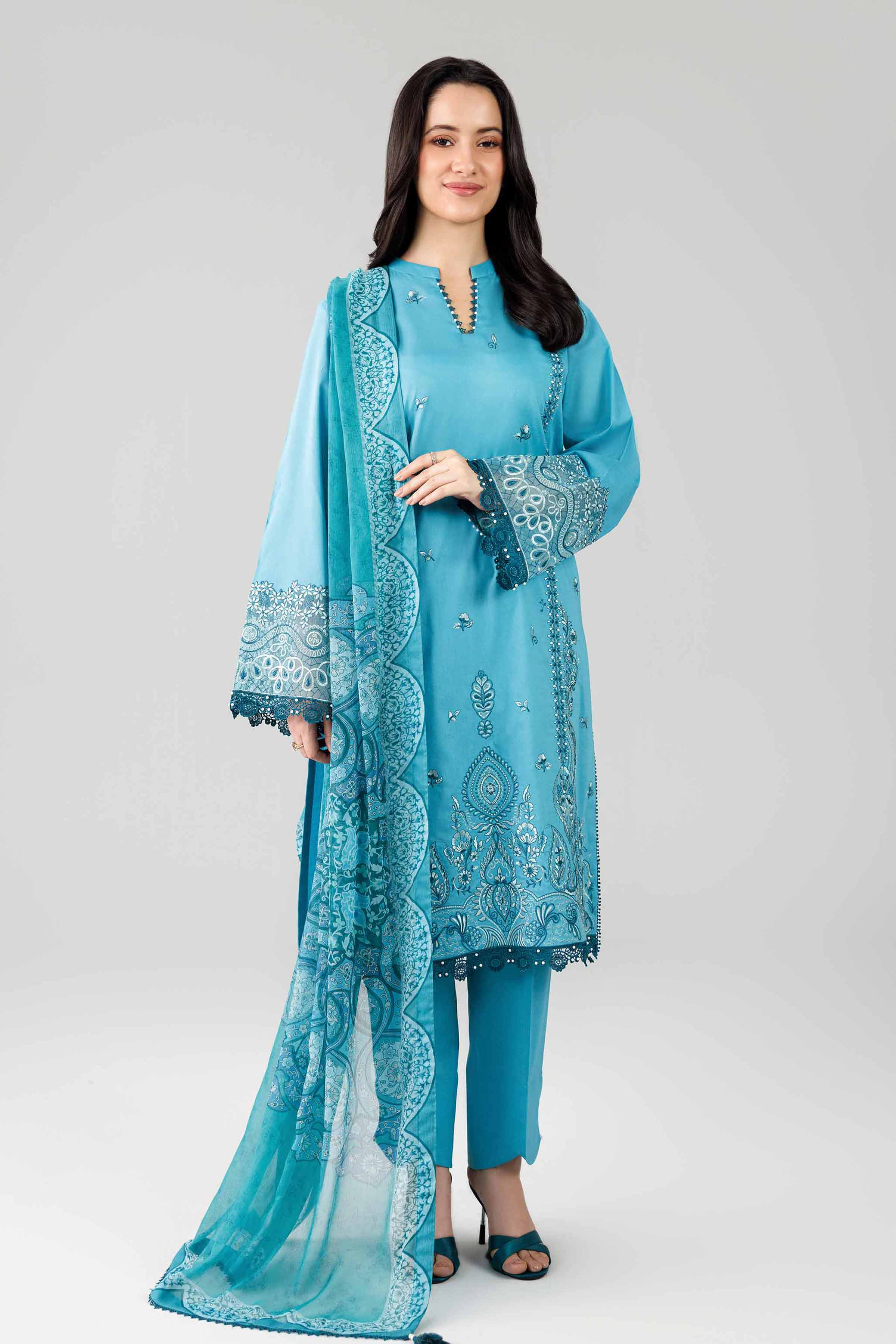 3 Piece - Digital Printed Embroidered Suit - 42601831
