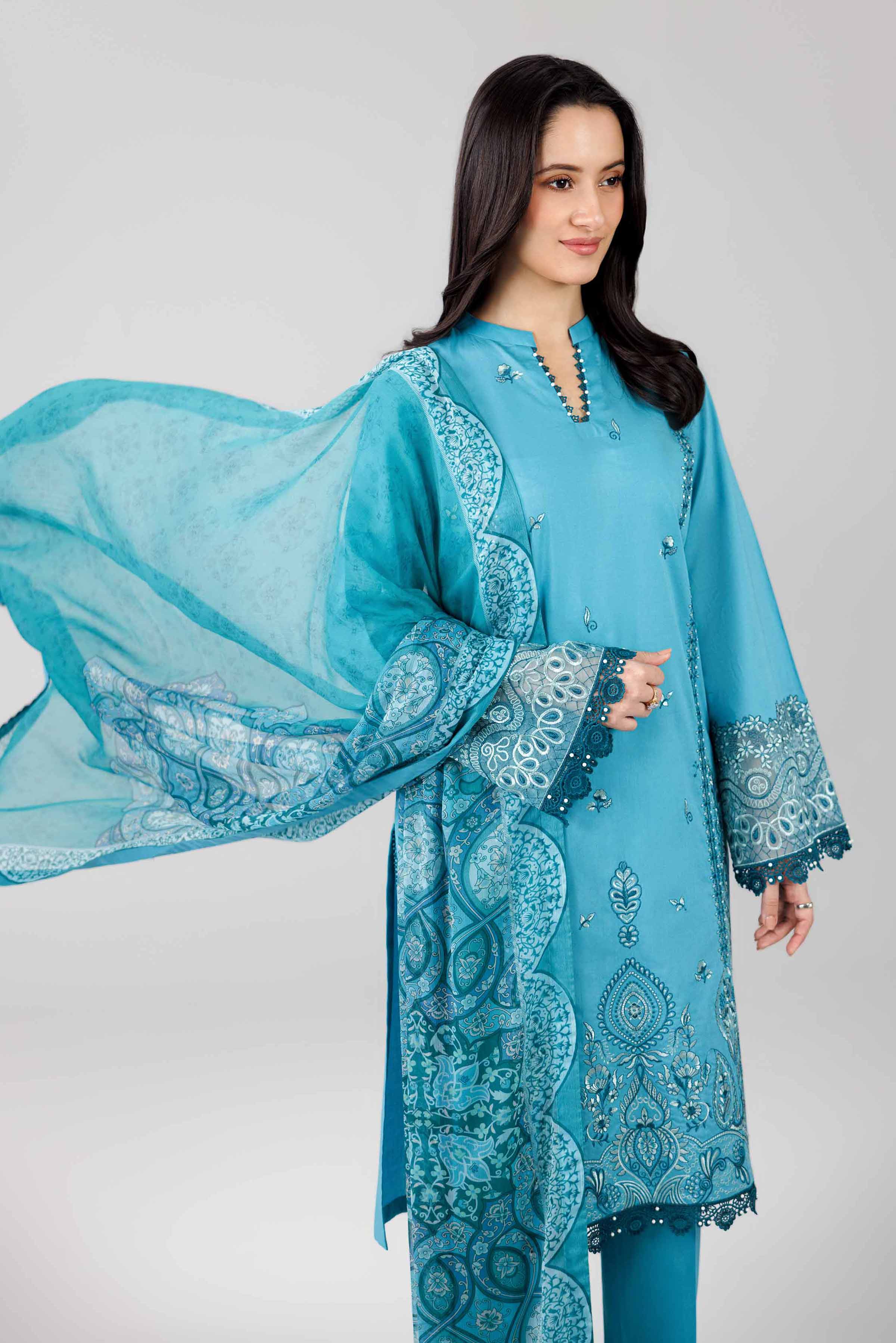 3 Piece - Digital Printed Embroidered Suit - 42601831